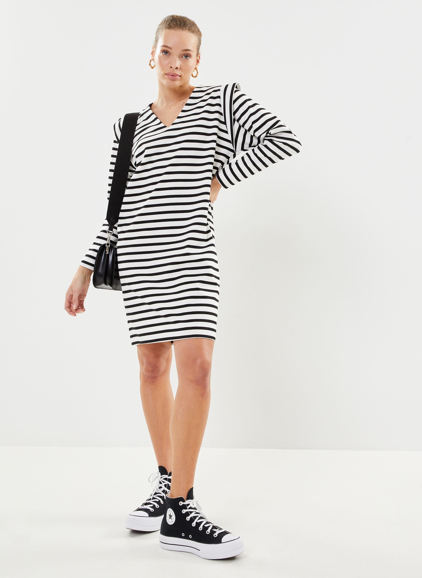 Robes Ihitira Dr femme blanc Ichi Robes Ihitira Dr femme blanc Cloud Dancer w. Black Stripe