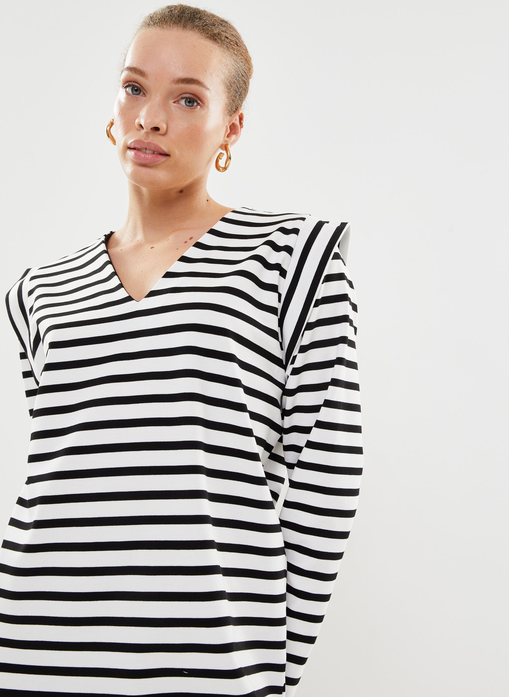 Robes Ihitira Dr femme blanc Ichi Robes Ihitira Dr femme blanc Cloud Dancer w. Black Stripe