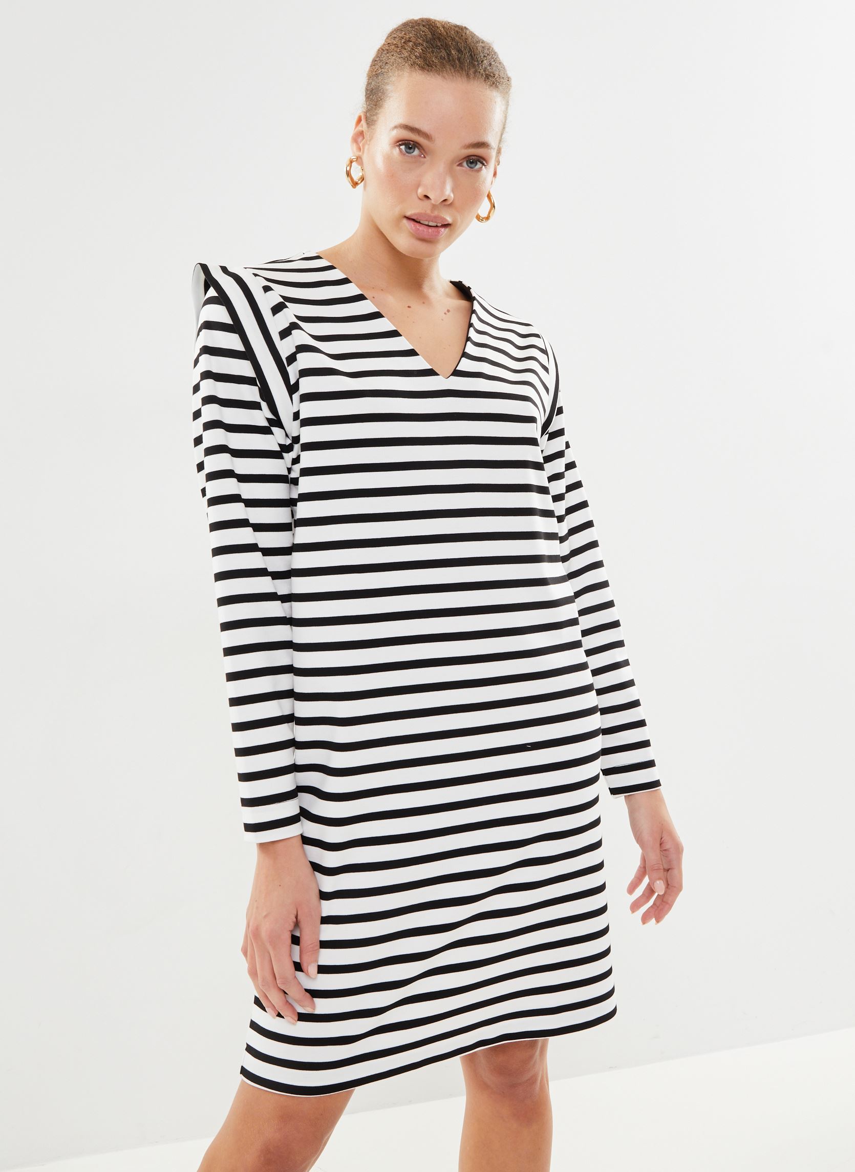 Robes Ihitira Dr femme blanc Ichi Robes Ihitira Dr femme blanc Cloud Dancer w. Black Stripe