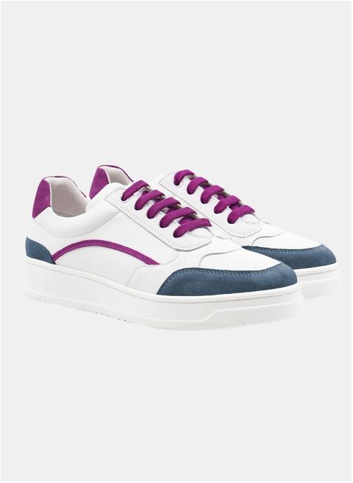 Jules&Jenn Baskets vintage en cuir blanc (Violet) Baskets chez