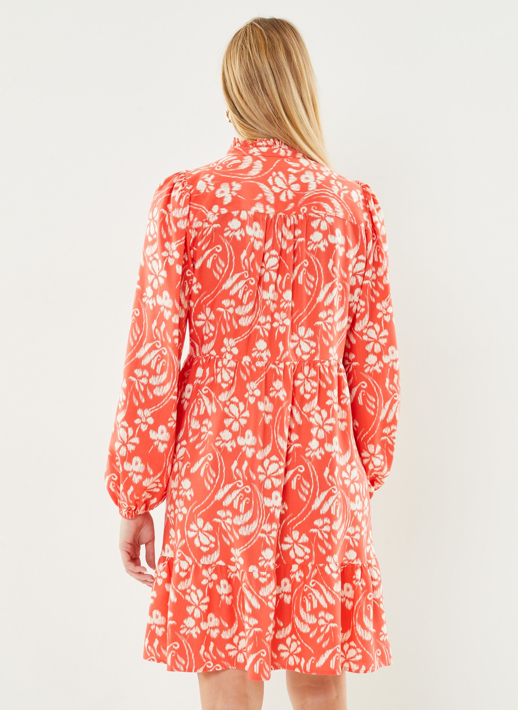 Robes longues Ihnasreen Dr5 femme orange Ichi Robes longues Ihnasreen Dr5 femme orange HOT CORAL FLOWER AOP