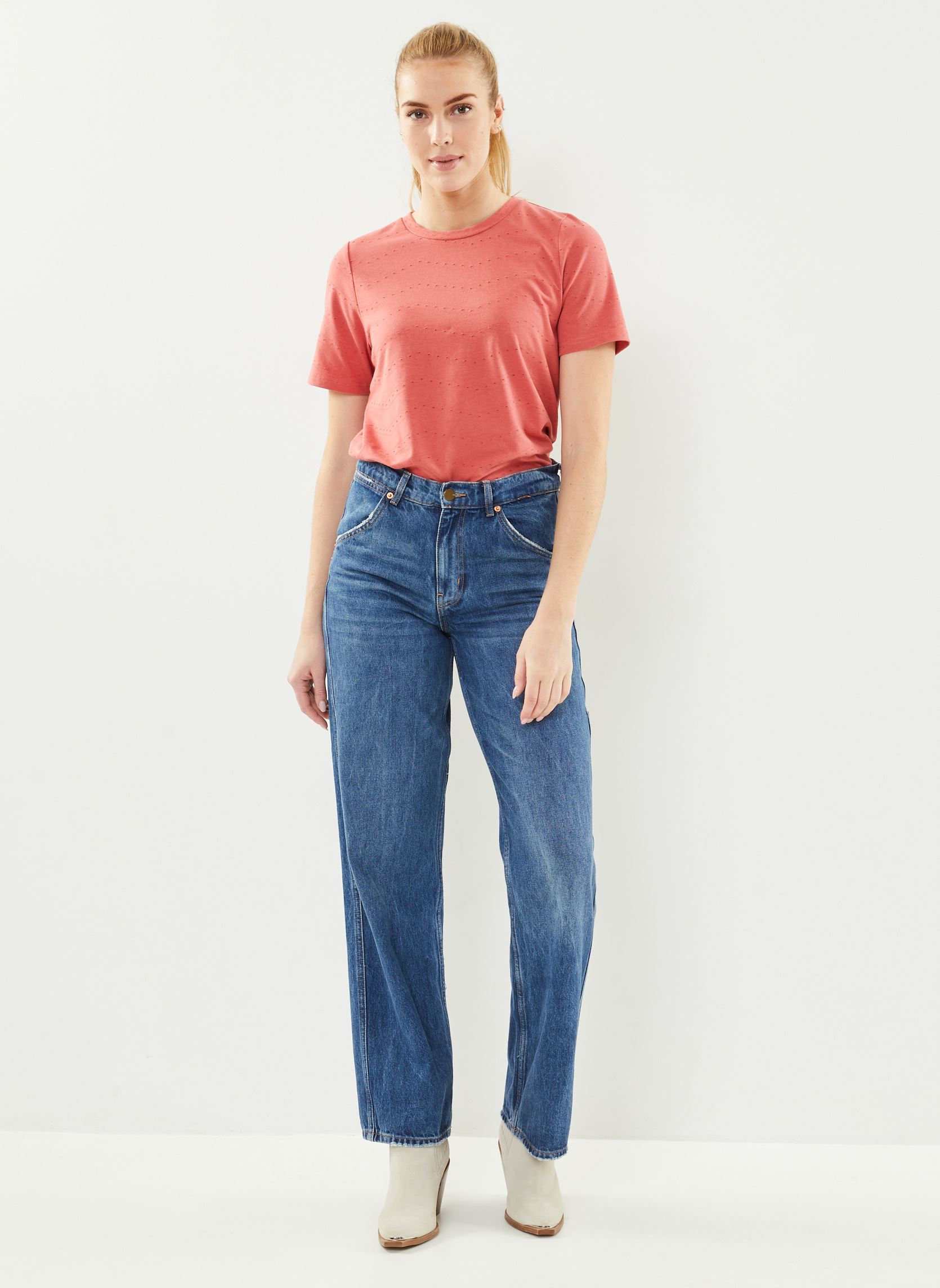 Kurzarm-T-Shirts Ihodeya Ss damen orange Ichi Kurzarm-T-Shirts Ihodeya Ss damen orange Mineral Red