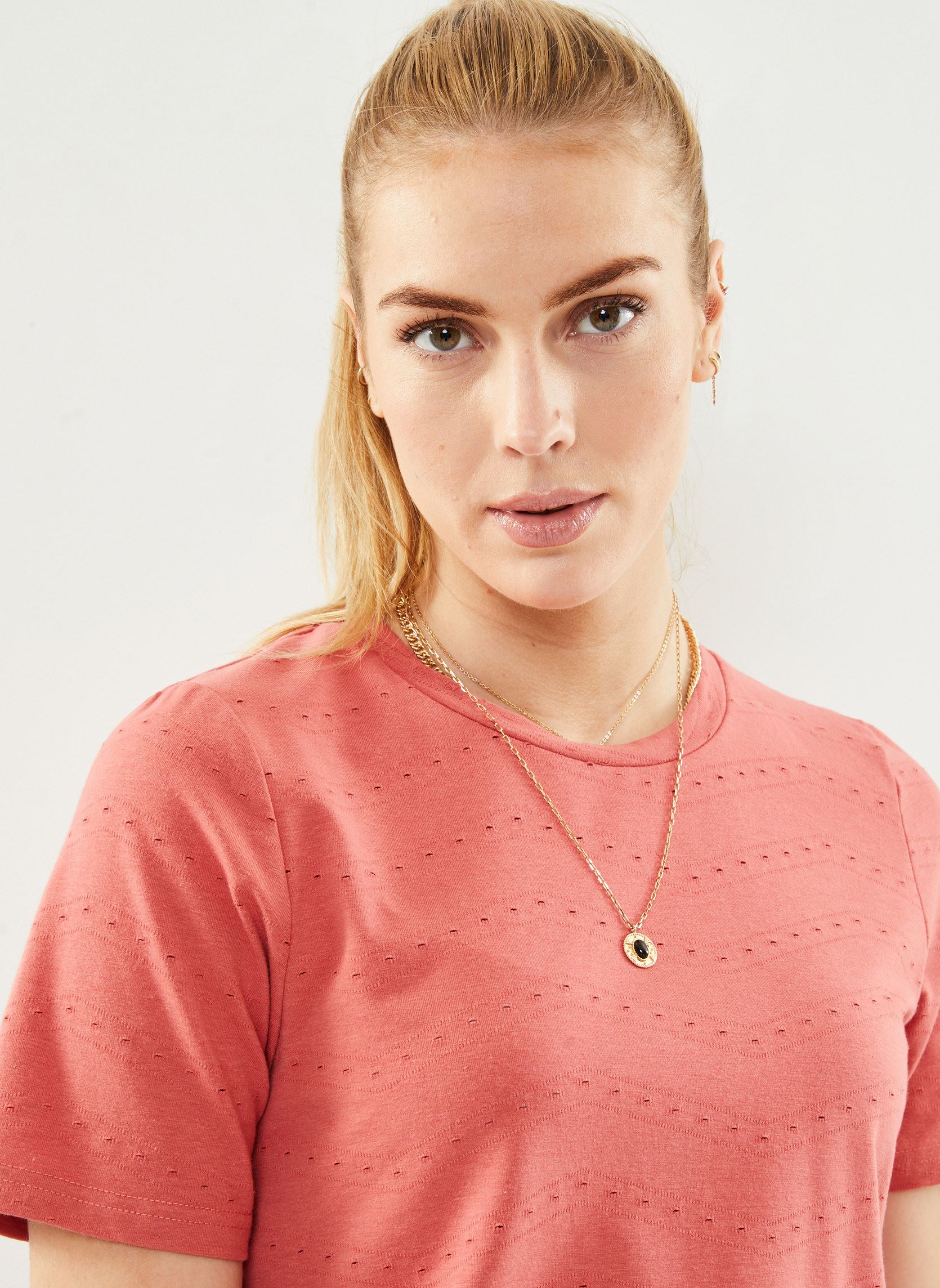 Kurzarm-T-Shirts Ihodeya Ss damen orange Ichi Kurzarm-T-Shirts Ihodeya Ss damen orange Mineral Red