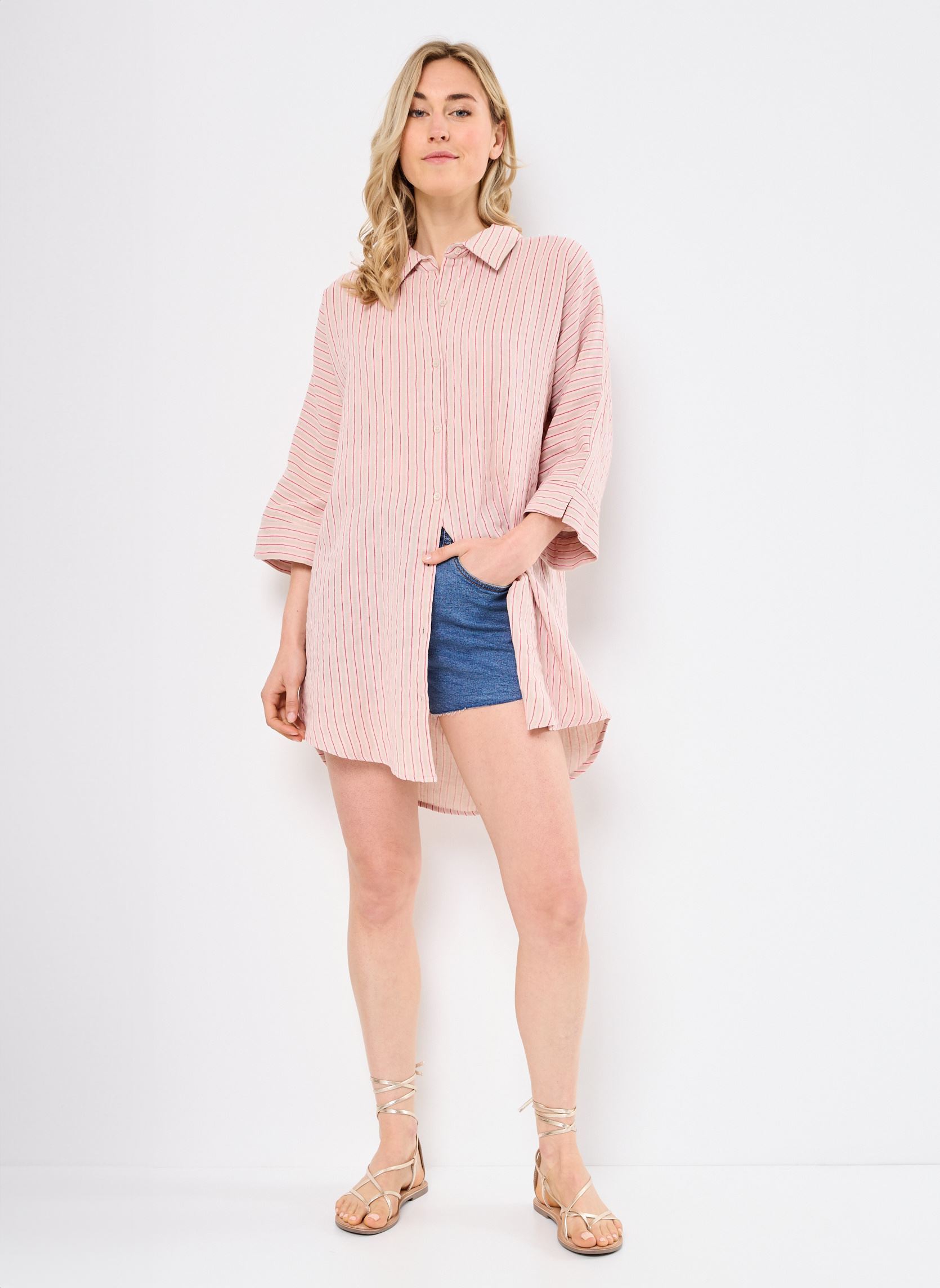 Camicie a maniche lunghe Iafoxa Striped Beach Sh donna viola Ichi Camicie a maniche lunghe Iafoxa Striped Beach Sh donna viola Light Lilac Stripe