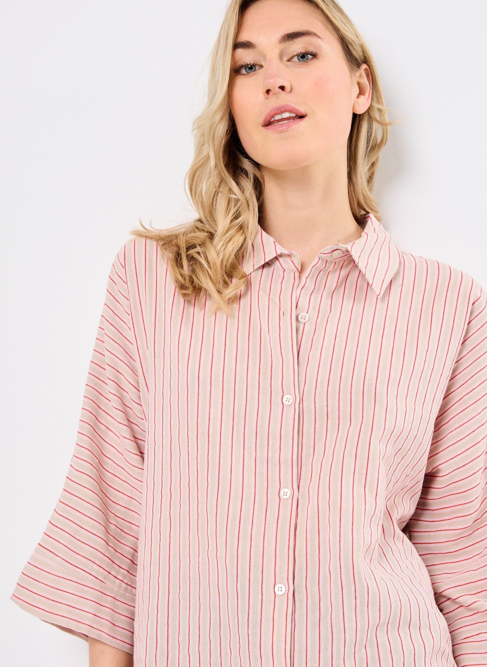 Camicie a maniche lunghe Iafoxa Striped Beach Sh donna viola Ichi Camicie a maniche lunghe Iafoxa Striped Beach Sh donna viola Light Lilac Stripe