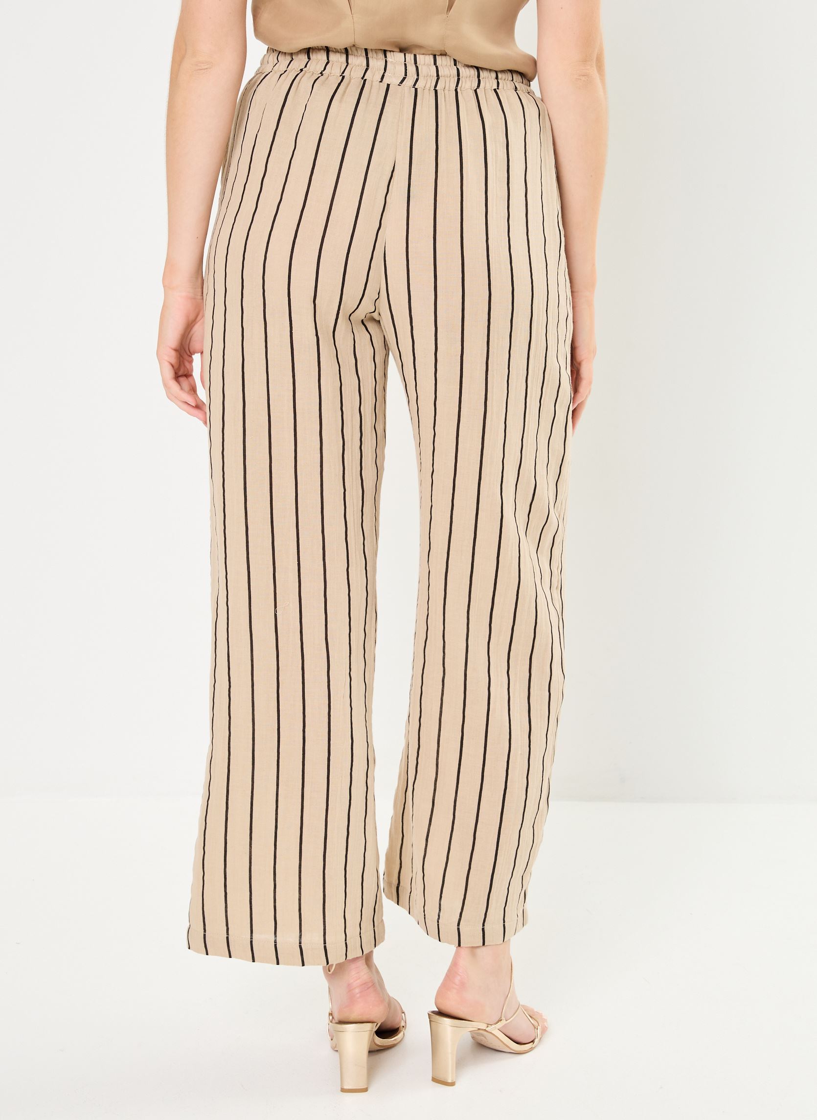 Pantalons larges Iafoxa Striped Beach Pt femme noir Ichi Pantalons larges Iafoxa Striped Beach Pt femme noir Doeskin/Black stripe
