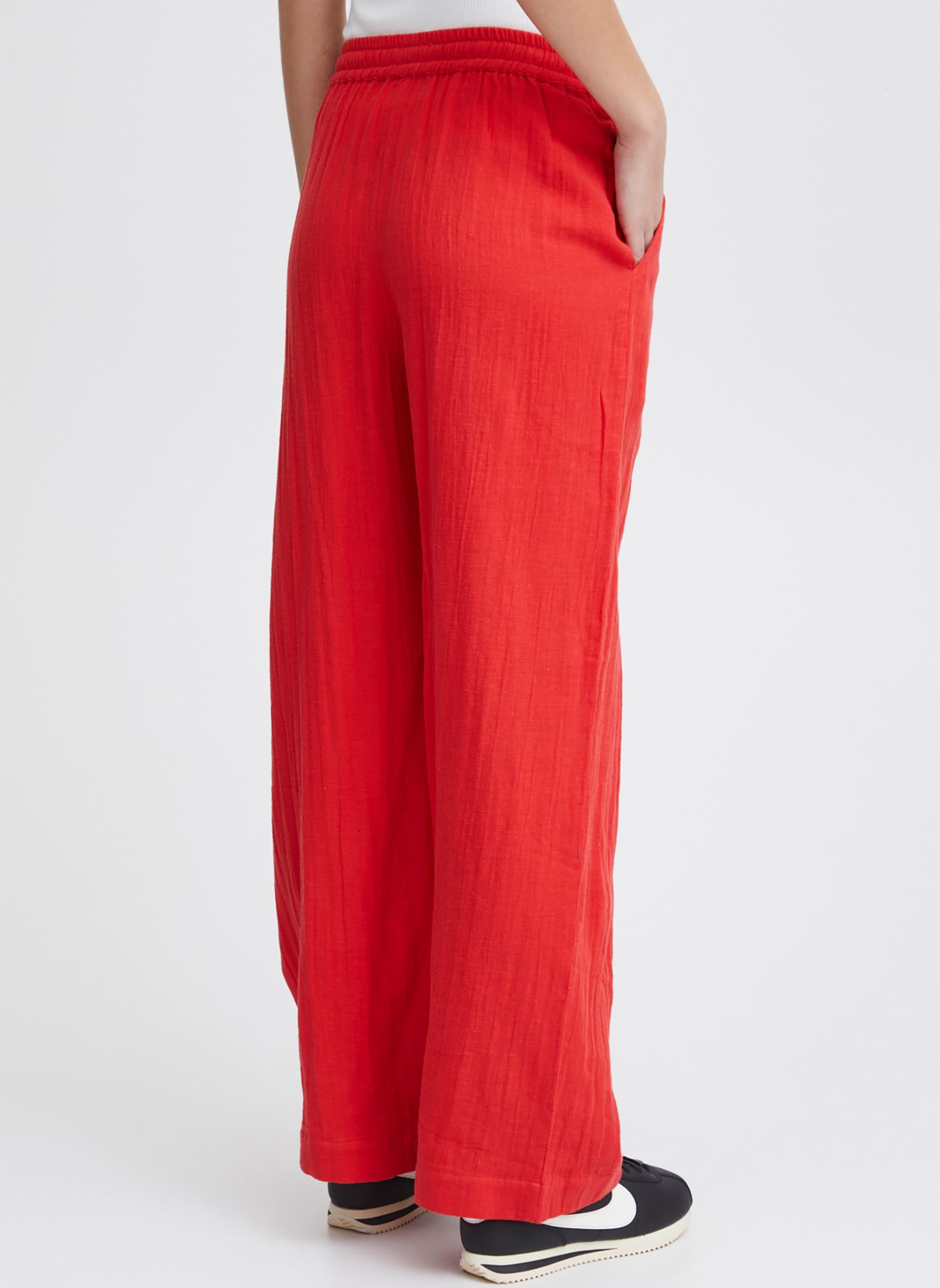Pantalons larges Iafoxa Beach Pt femme rouge Ichi Pantalons larges Iafoxa Beach Pt femme rouge Grenadine