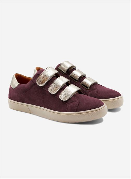 JULES & JENN Baskets basses Baskets à scratch cuir daim léopard femme bordeaux