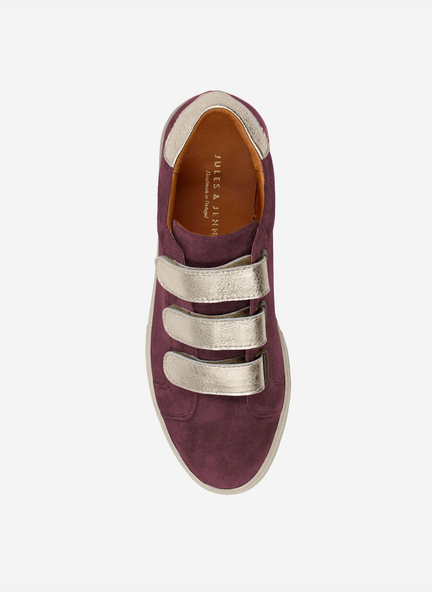 Baskets basses Baskets à scratch en cuir velours marron femme bordeaux JULES & JENN Baskets basses Baskets à scratch en cuir velours marron femme bordeaux Bordeaux