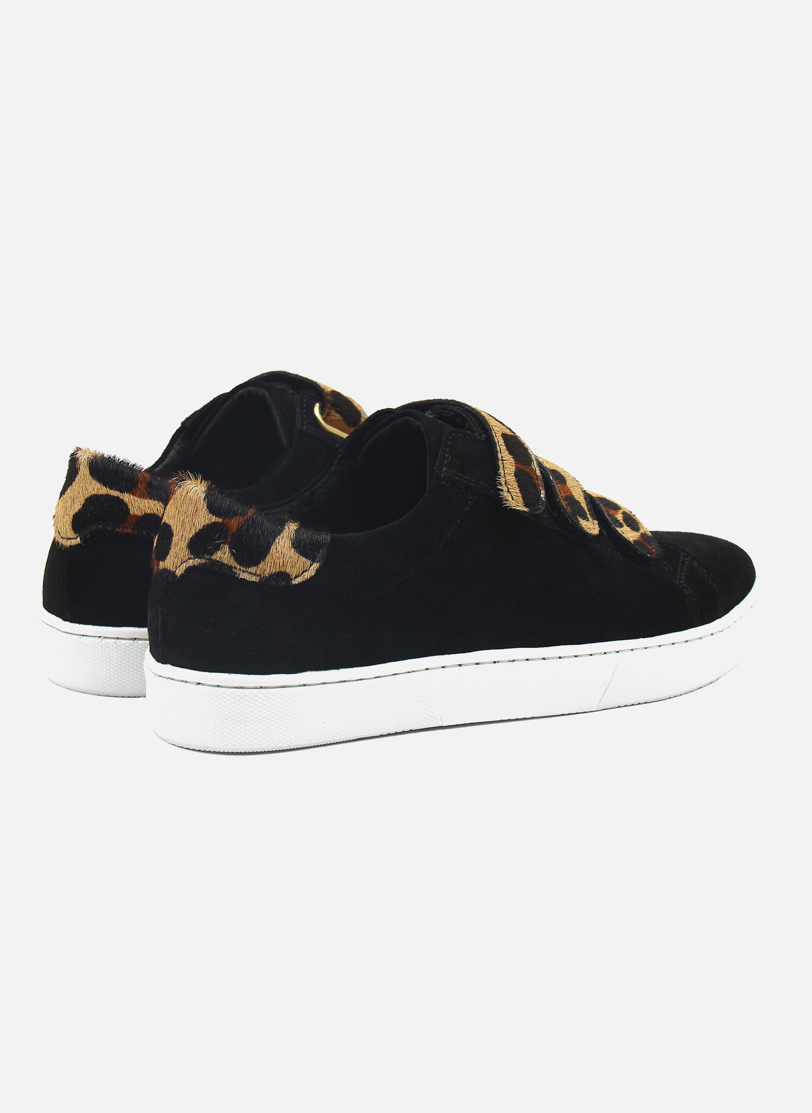 Baskets basses Baskets à scratch en cuir velours marron femme noir JULES & JENN Baskets basses Baskets à scratch en cuir velours marron femme noir Noir chiné
