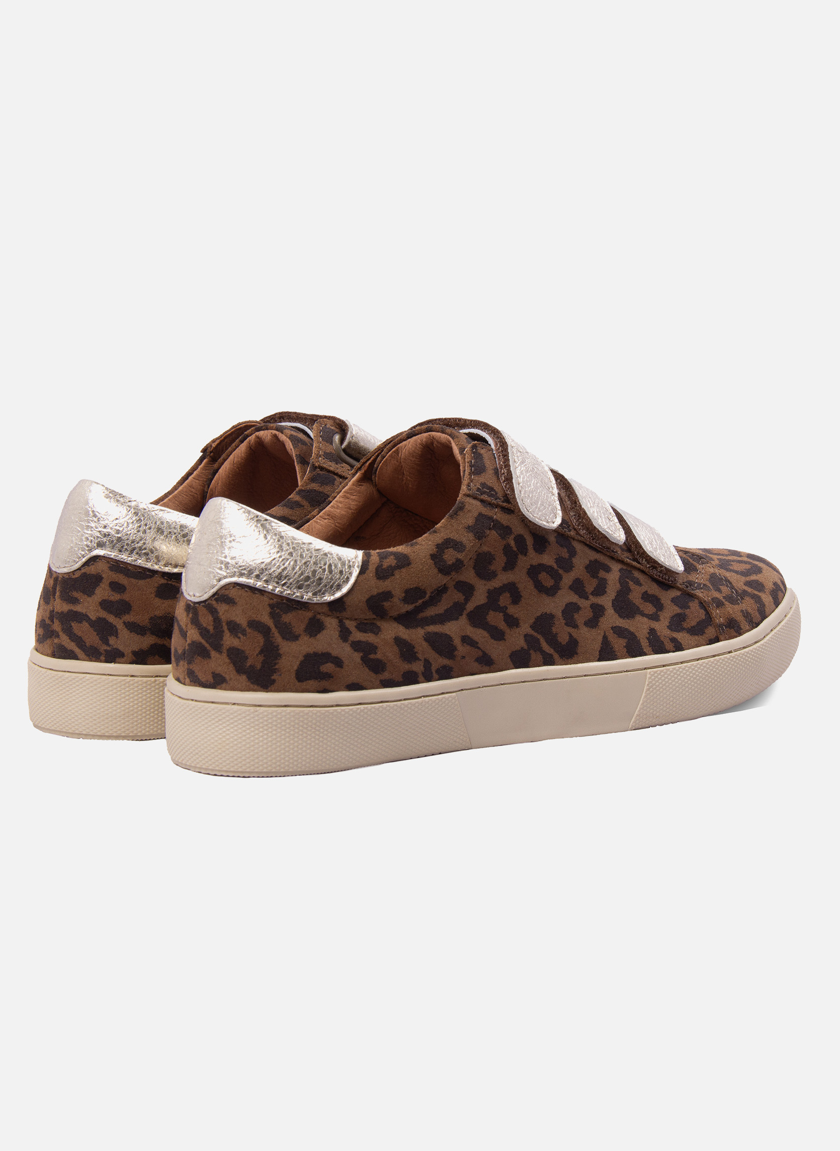 Jules&Jenn Baskets à scratch en cuir velours marron (Marron) Baskets