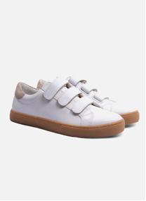 Baskets basses Baskets à scratch en cuir lisse blanc femme blanc