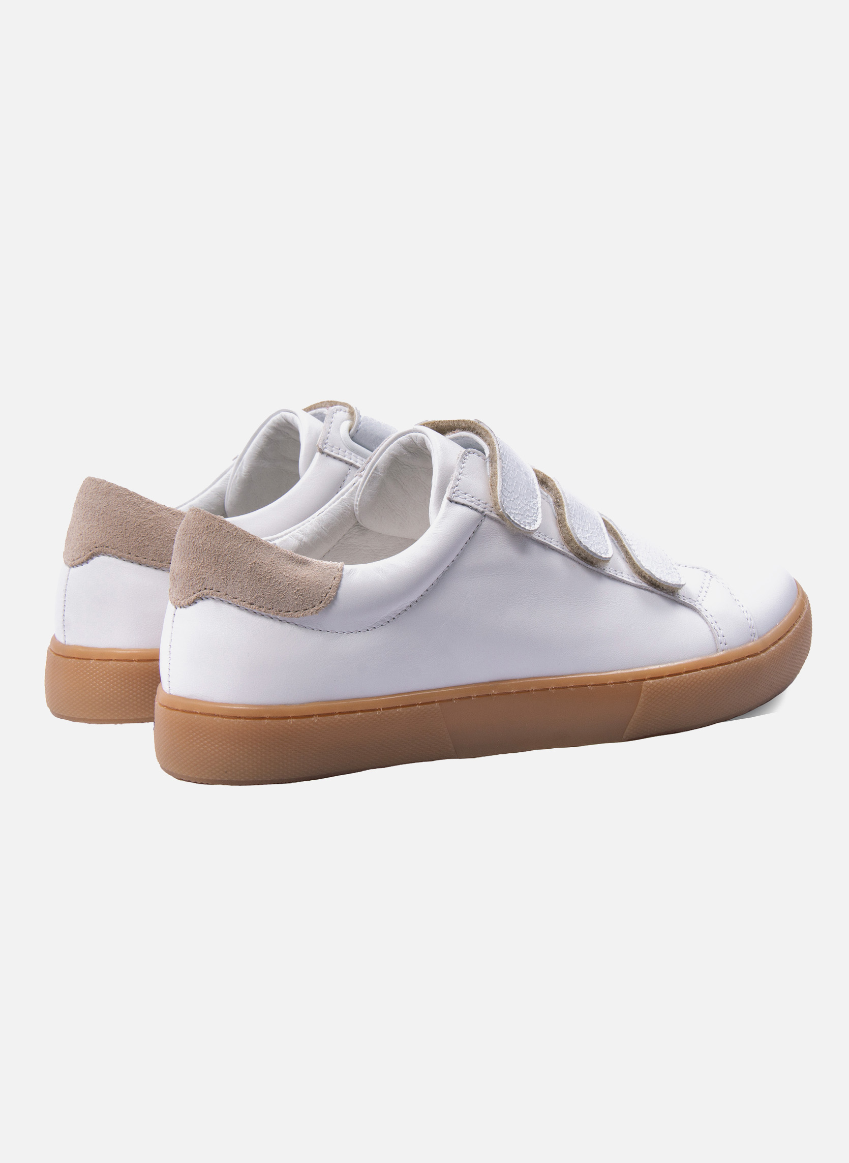 Baskets basses Baskets à scratch en cuir lisse blanc femme blanc JULES & JENN Baskets basses Baskets à scratch en cuir lisse blanc femme blanc Blanc verni