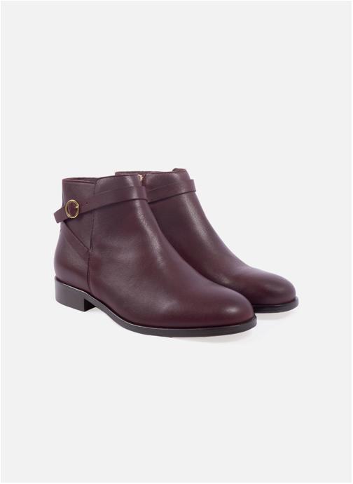 JULES & JENN Bottines basses Bottines cavalières plates cuir lisse marron femme bordeaux