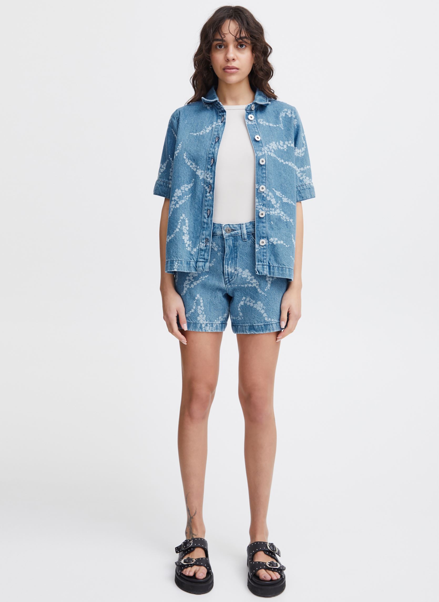 Shorts Ihbiane Sho3 femme bleu Ichi Shorts Ihbiane Sho3 femme bleu WASHED BLUE, DENIM