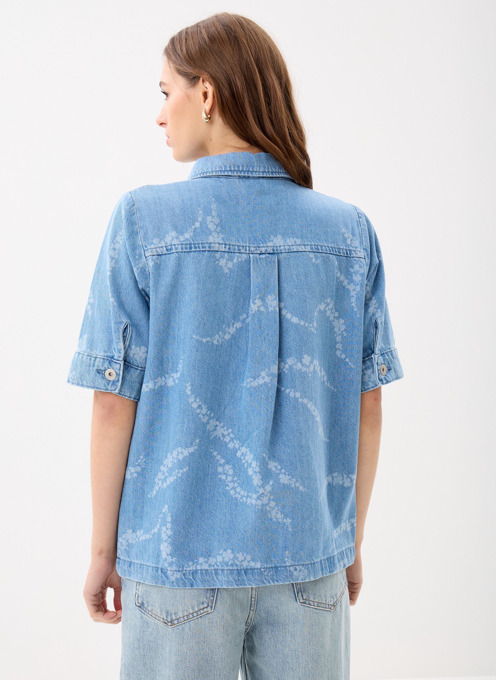 Chemises manches courtes Ihbiane Sh femme bleu Ichi Chemises manches courtes Ihbiane Sh femme bleu Washed blue, denim