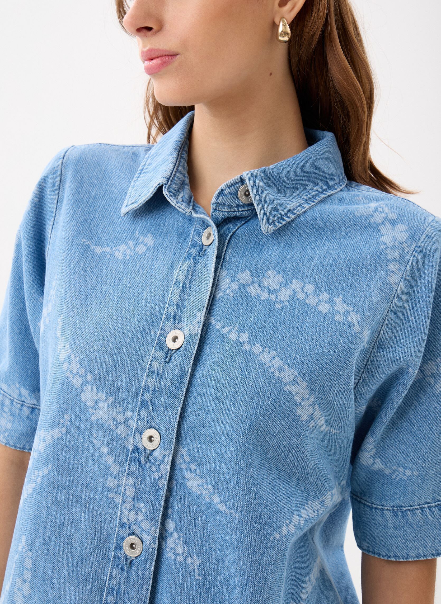 Chemises manches courtes Ihbiane Sh femme bleu Ichi Chemises manches courtes Ihbiane Sh femme bleu Washed blue, denim