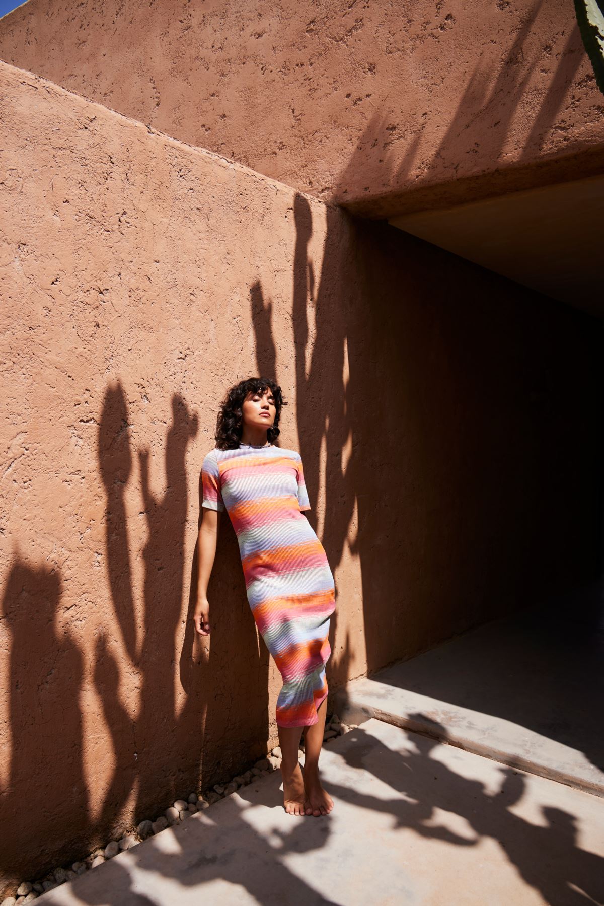 Robes longues Ihodela Dr femme multicolore Ichi Robes longues Ihodela Dr femme multicolore Multi Colour Fading Stripe