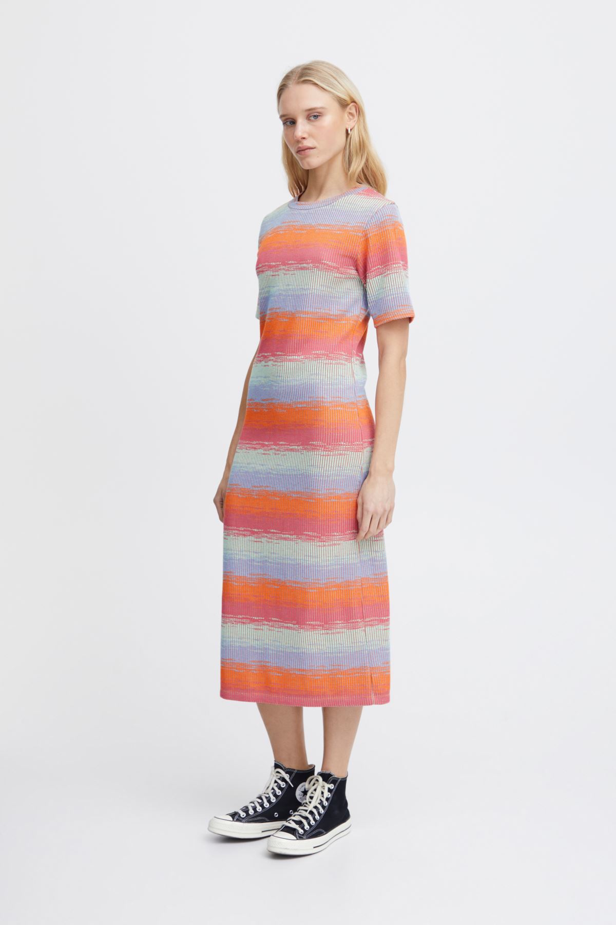 Robes longues Ihodela Dr femme multicolore Ichi Robes longues Ihodela Dr femme multicolore Multi Colour Fading Stripe