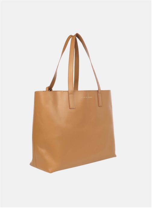 JULES & JENN Sacs à main Sac cabas cuir lisse bleu femme marron