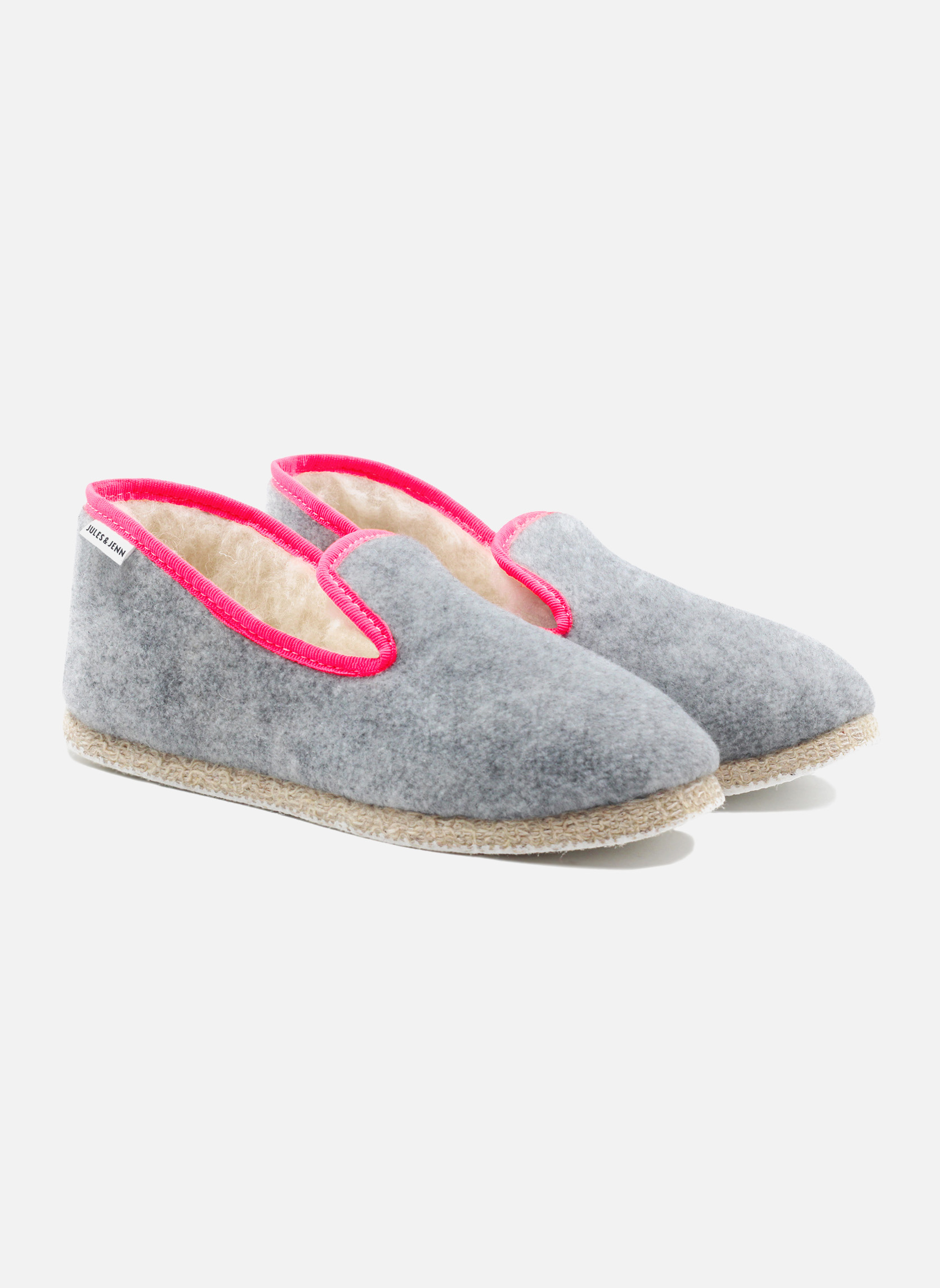 Chaussons Charentaises tissu blanc femme gris JULES & JENN Chaussons Charentaises tissu blanc femme gris Gris