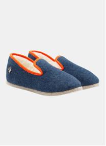 Chaussons Charentaises tissu blanc femme gris