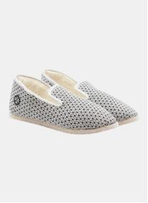 Chaussons Charentaises tissu blanc femme gris