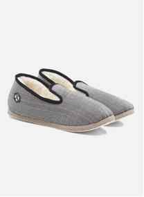 Chaussons Charentaises tissu blanc femme gris
