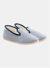 Chaussons Charentaises tissu blanc femme gris