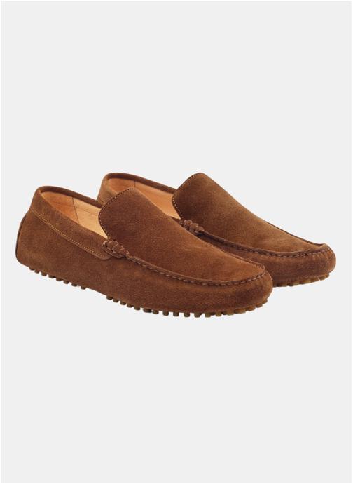 JULES & JENN Mocassins Mocassins picots doublés cuir daim bleu homme marron