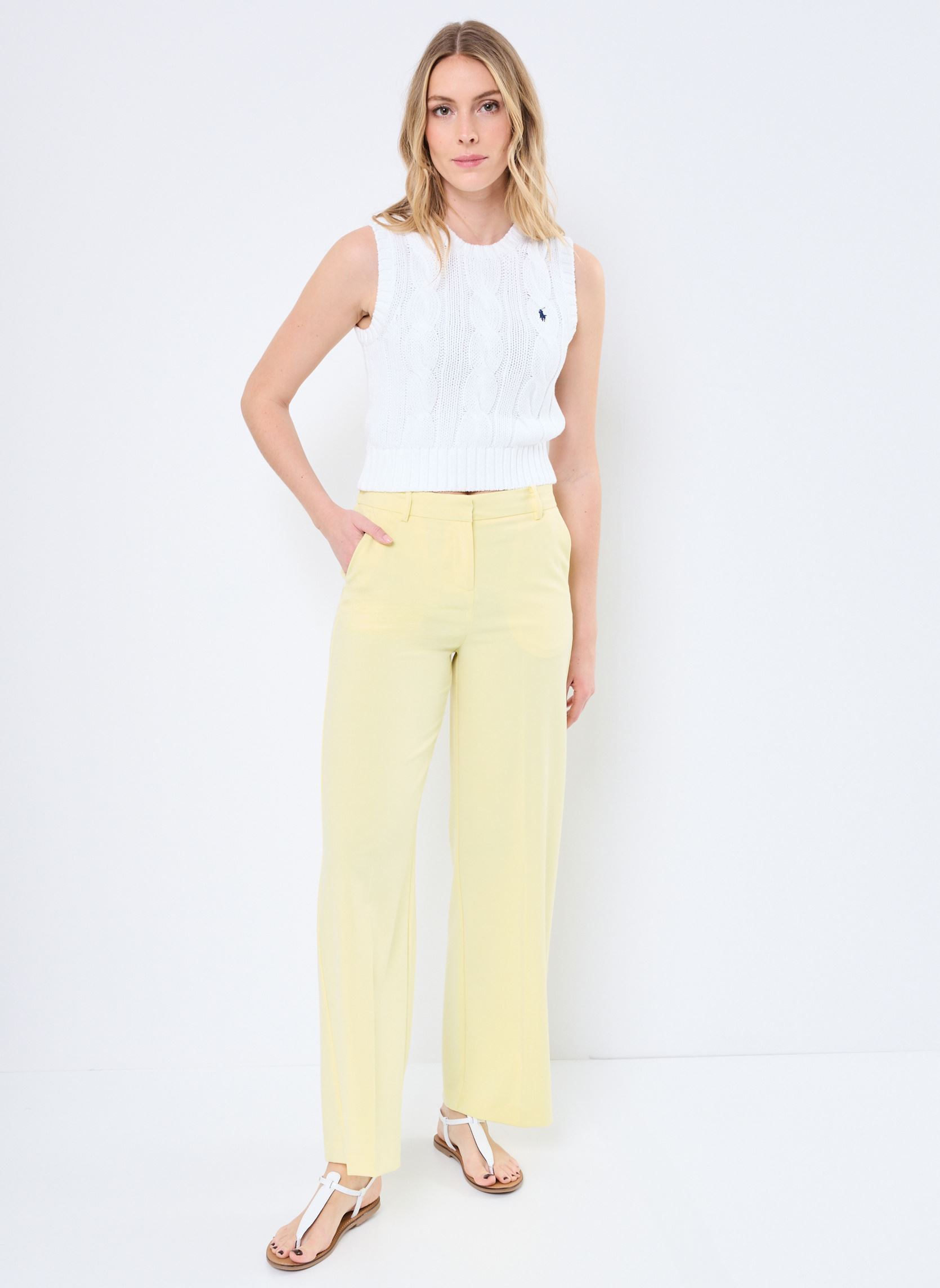 Weite Hosen Bydanta Wide Leg Pants 2 - damen gelb B-Young Weite Hosen Bydanta Wide Leg Pants 2 - damen gelb Lemon Grass