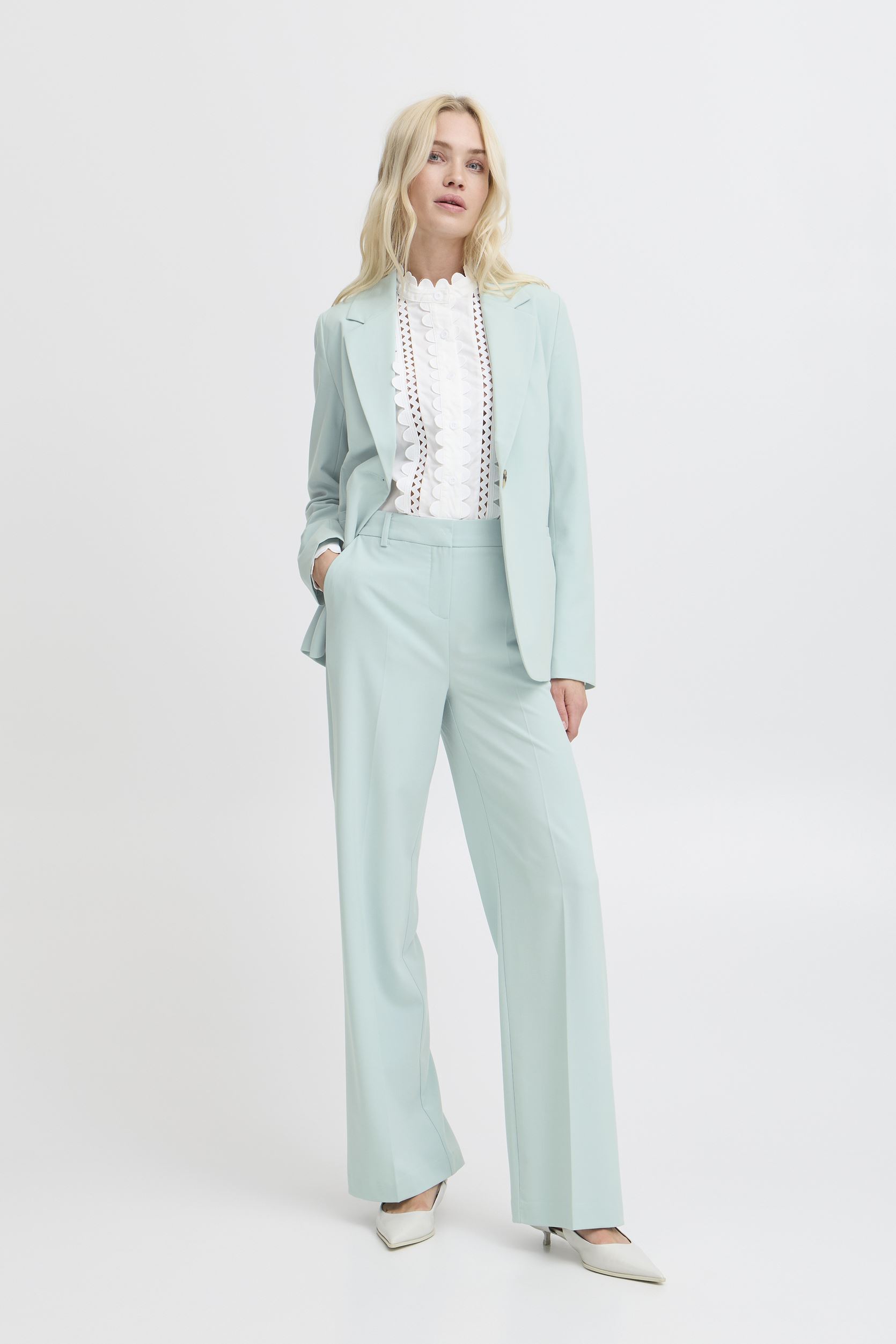 Pantalons larges Bydanta Wide Leg Pants 2 - femme bleu B-Young Pantalons larges Bydanta Wide Leg Pants 2 - femme bleu Blue haze