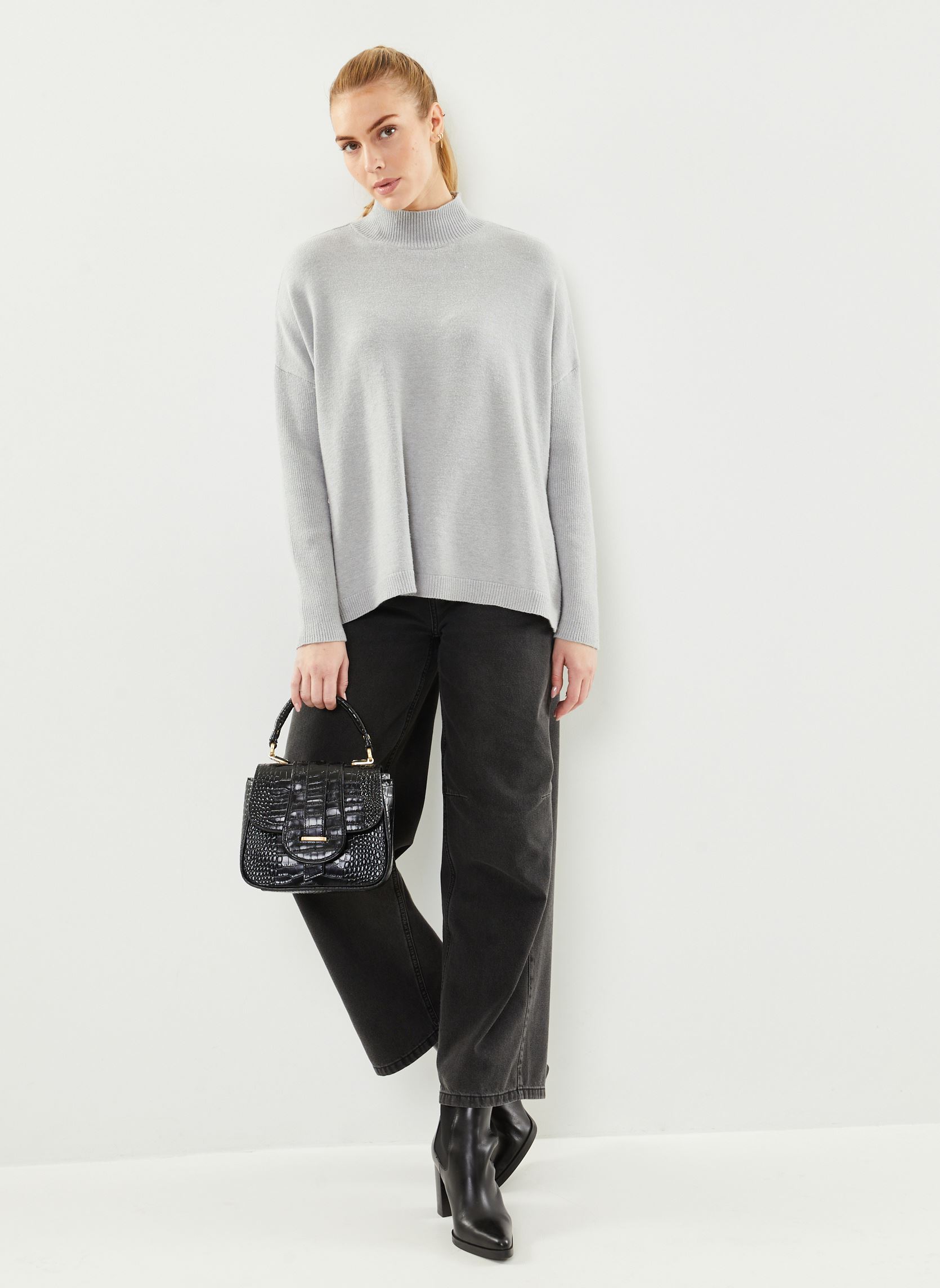 Pulls Bymanina Slit Jumper - femme gris B-Young Pulls Bymanina Slit Jumper - femme gris Light Grey Melange
