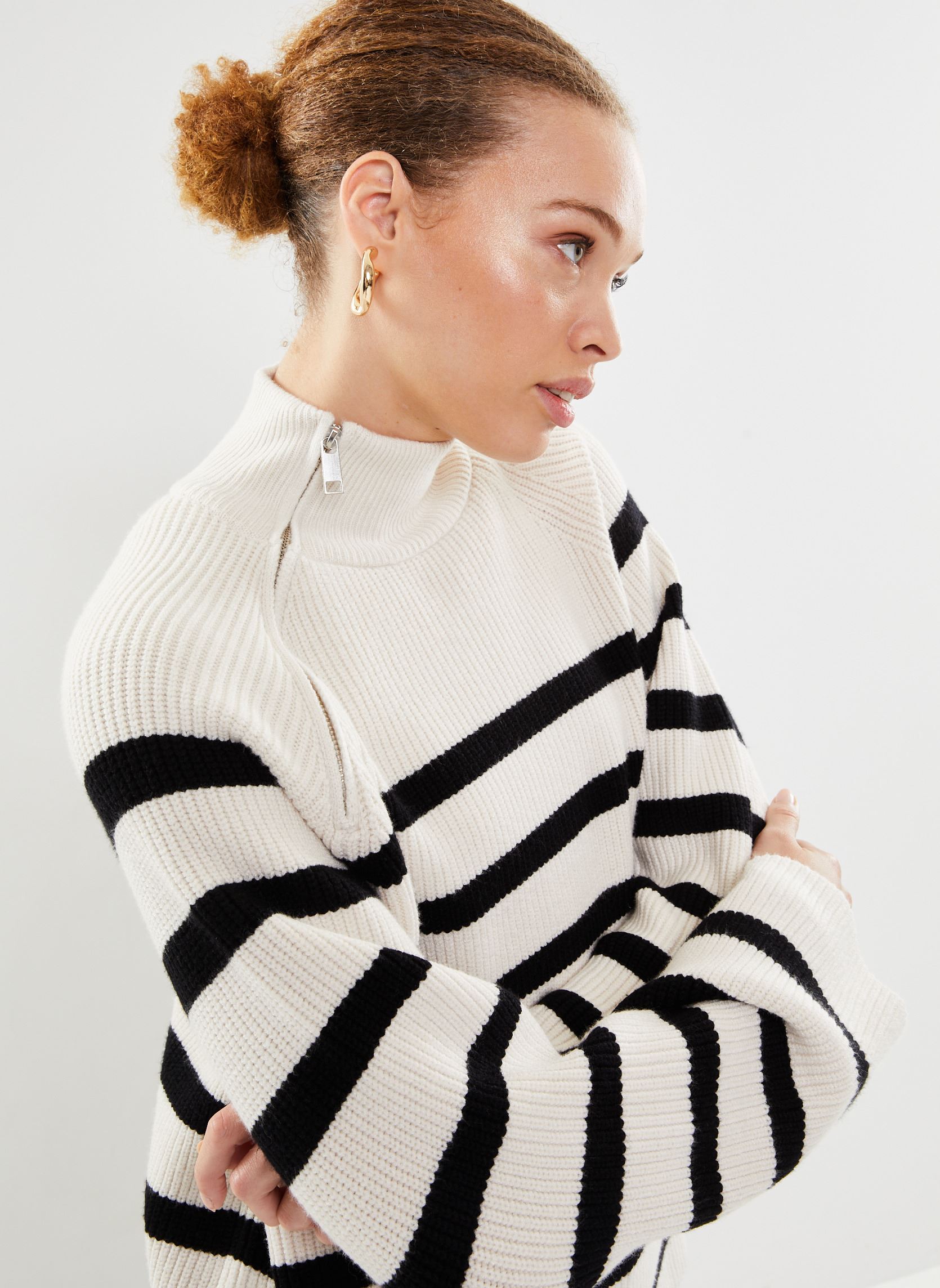 Pulls Bymilo Halfzip Jumper - femme blanc B-Young Pulls Bymilo Halfzip Jumper - femme blanc Birch Mix