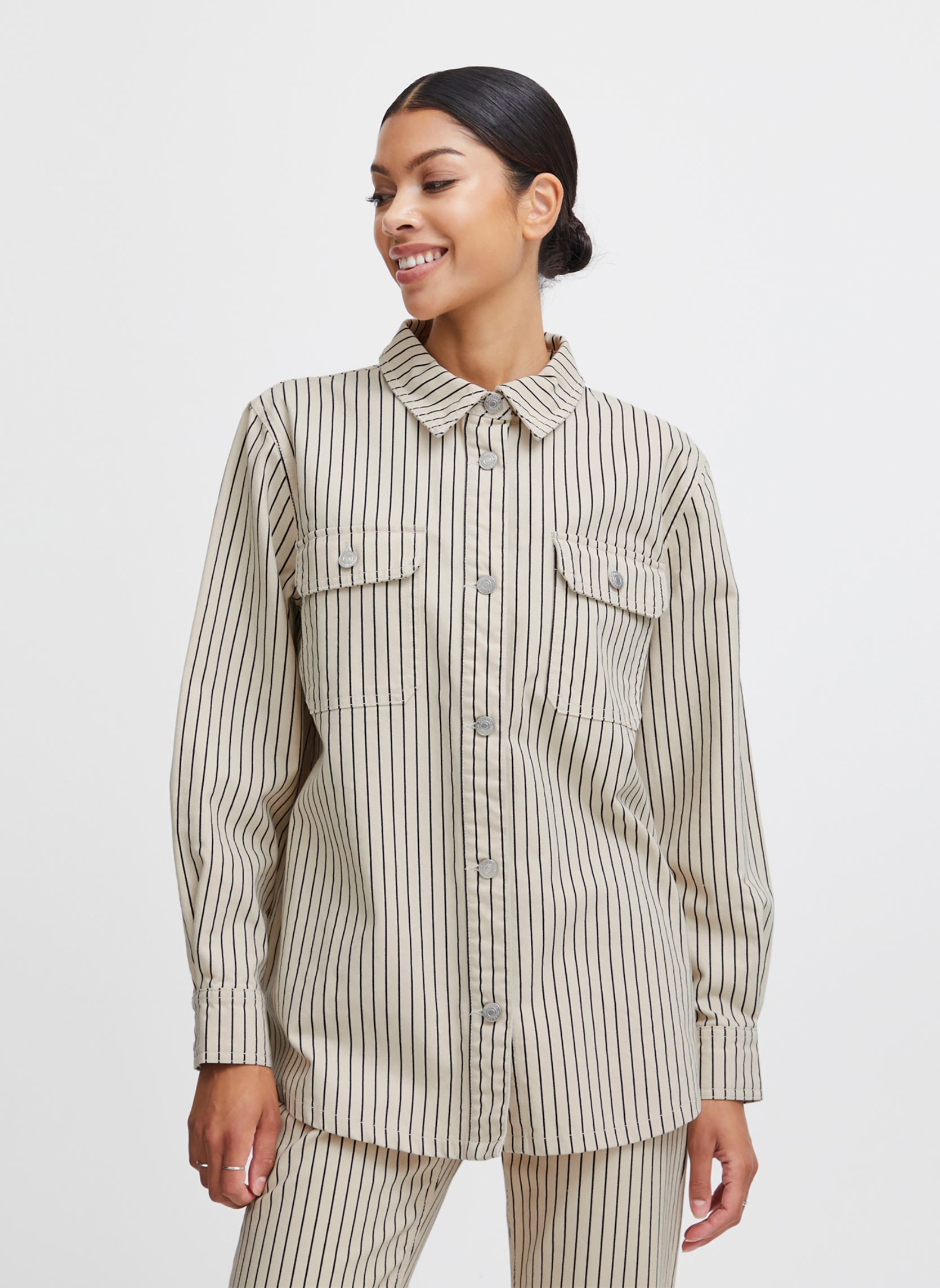 Chemises manches longues Bylimo Shirt Jacket - femme blanc B-Young Chemises manches longues Bylimo Shirt Jacket - femme blanc BIRCH MIX