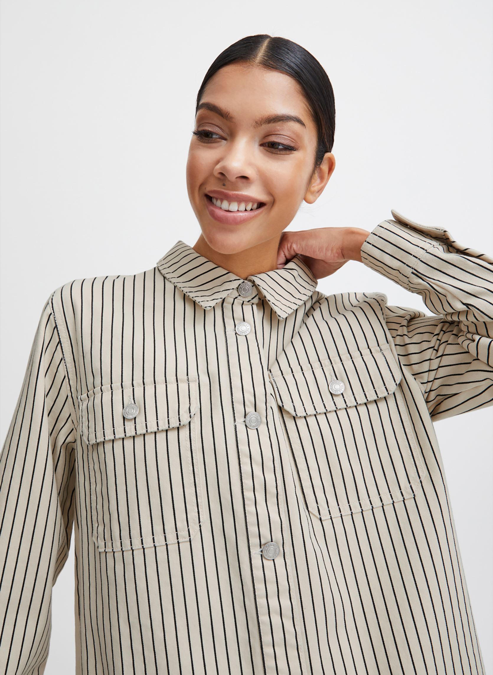 Chemises manches longues Bylimo Shirt Jacket - femme blanc B-Young Chemises manches longues Bylimo Shirt Jacket - femme blanc BIRCH MIX