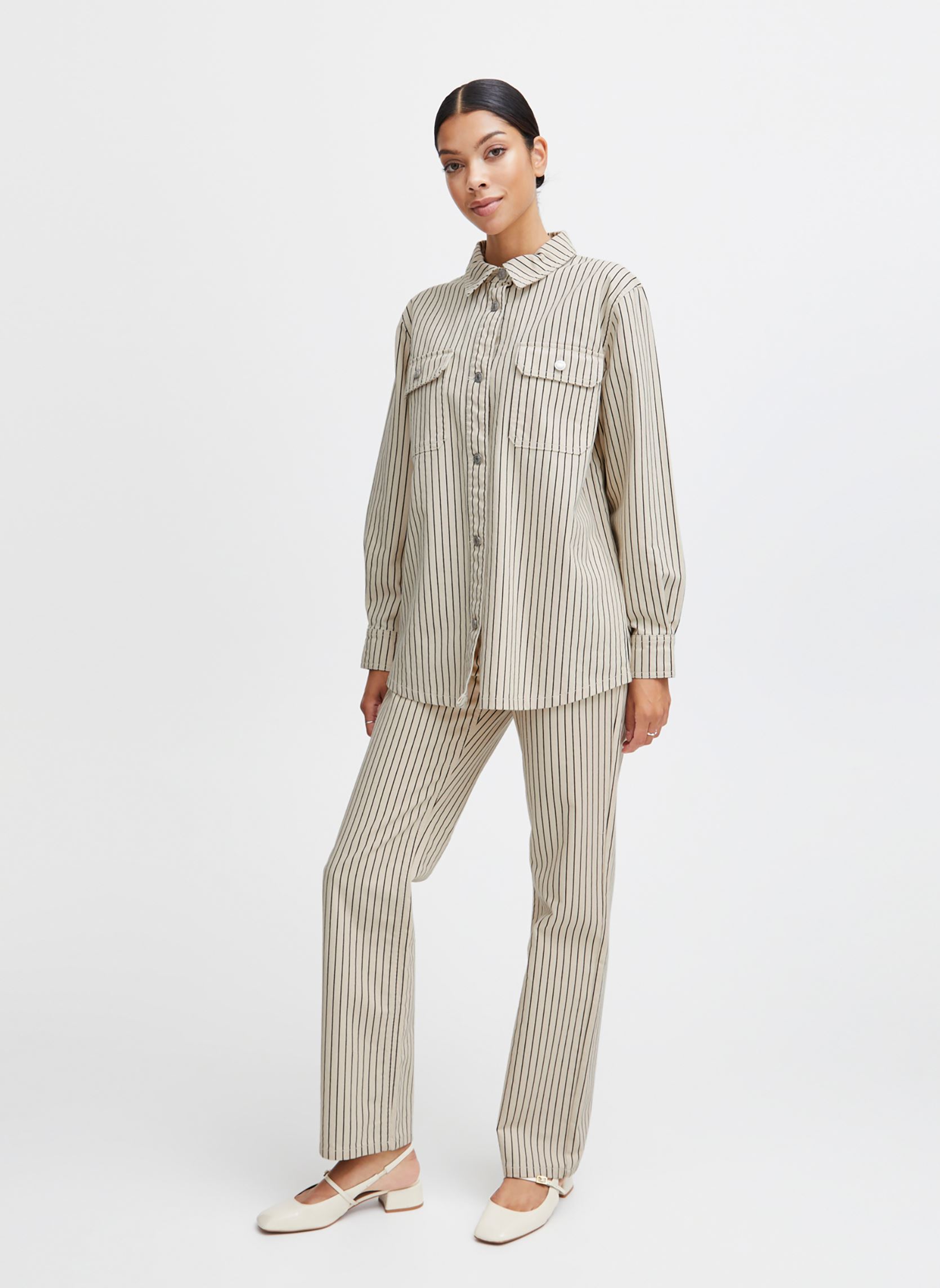 Chemises manches longues Bylimo Shirt Jacket - femme blanc B-Young Chemises manches longues Bylimo Shirt Jacket - femme blanc BIRCH MIX