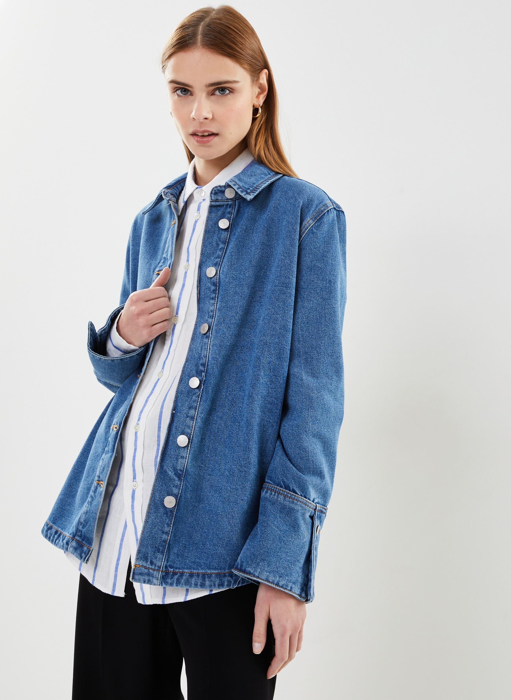 Camisas de manga larga Bykitta Shirt 2 - mujer azul B-Young Camisas de manga larga Bykitta Shirt 2 - mujer azul Mid Blue Denim