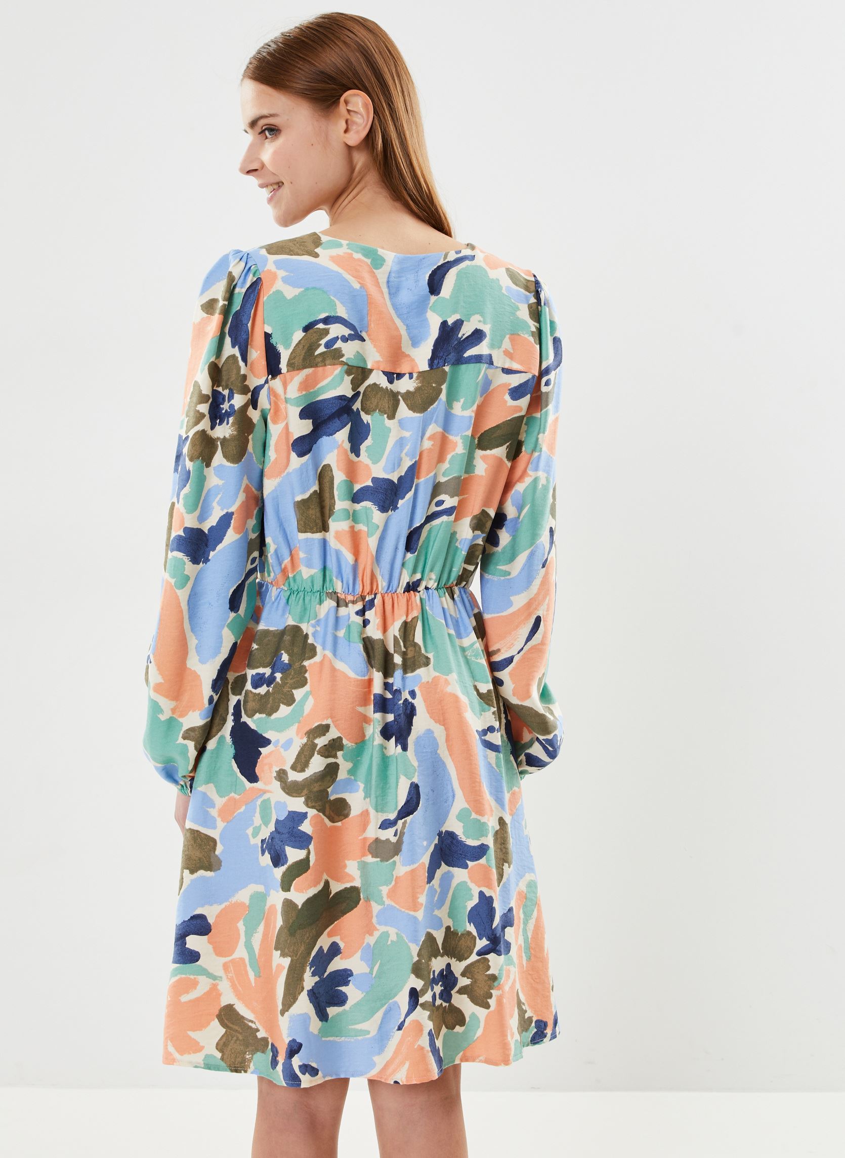 Kleider Byihamma Vneck Dress - damen mehrfarbig B-Young Kleider Byihamma Vneck Dress - damen mehrfarbig CrŠme de Menthe Mix