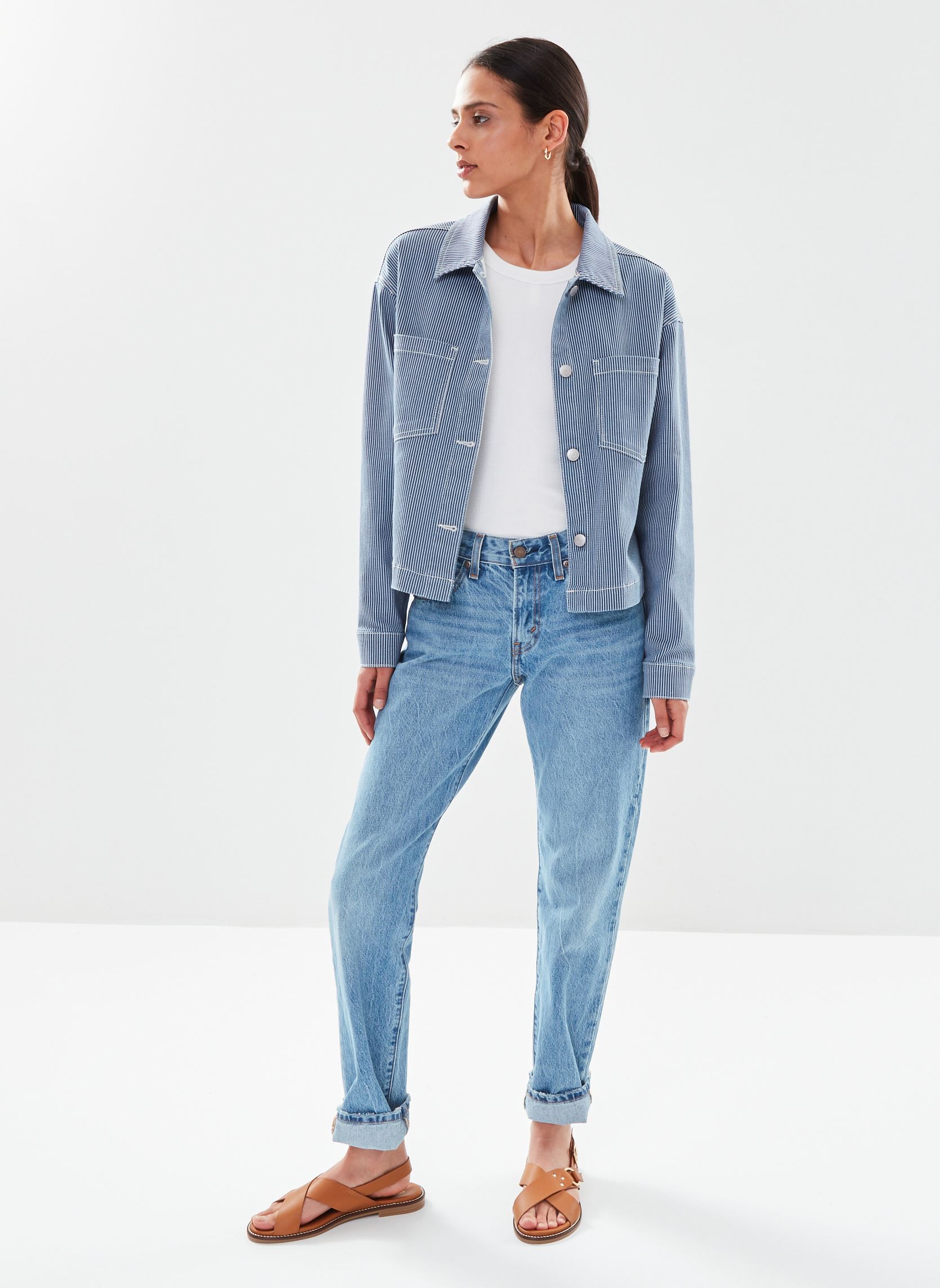 Spijkerjassen Bykasio Shirt Jacket - dames blauw B-Young Spijkerjassen Bykasio Shirt Jacket - dames blauw Birch Mix