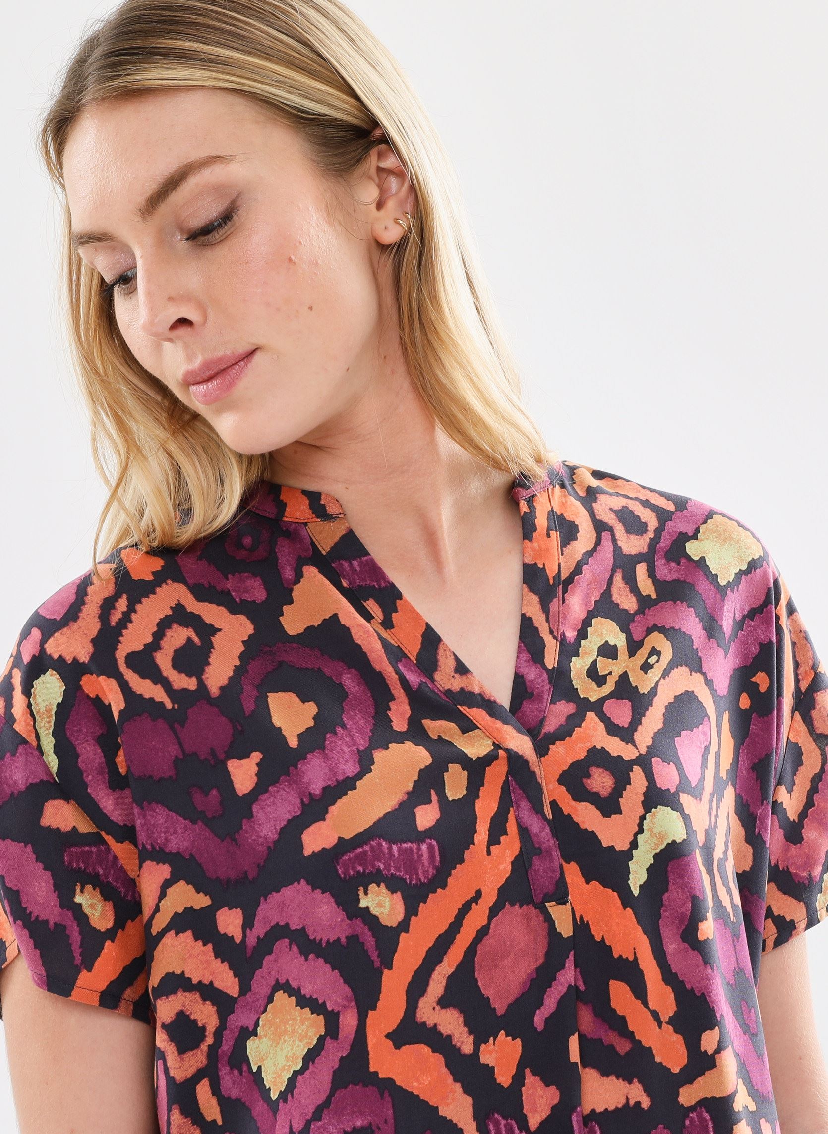 Kurzarm-Hemden Bymmjoella Tunic Shirt 2 - damen orange B-Young Kurzarm-Hemden Bymmjoella Tunic Shirt 2 - damen orange BLACK IKAT MIX