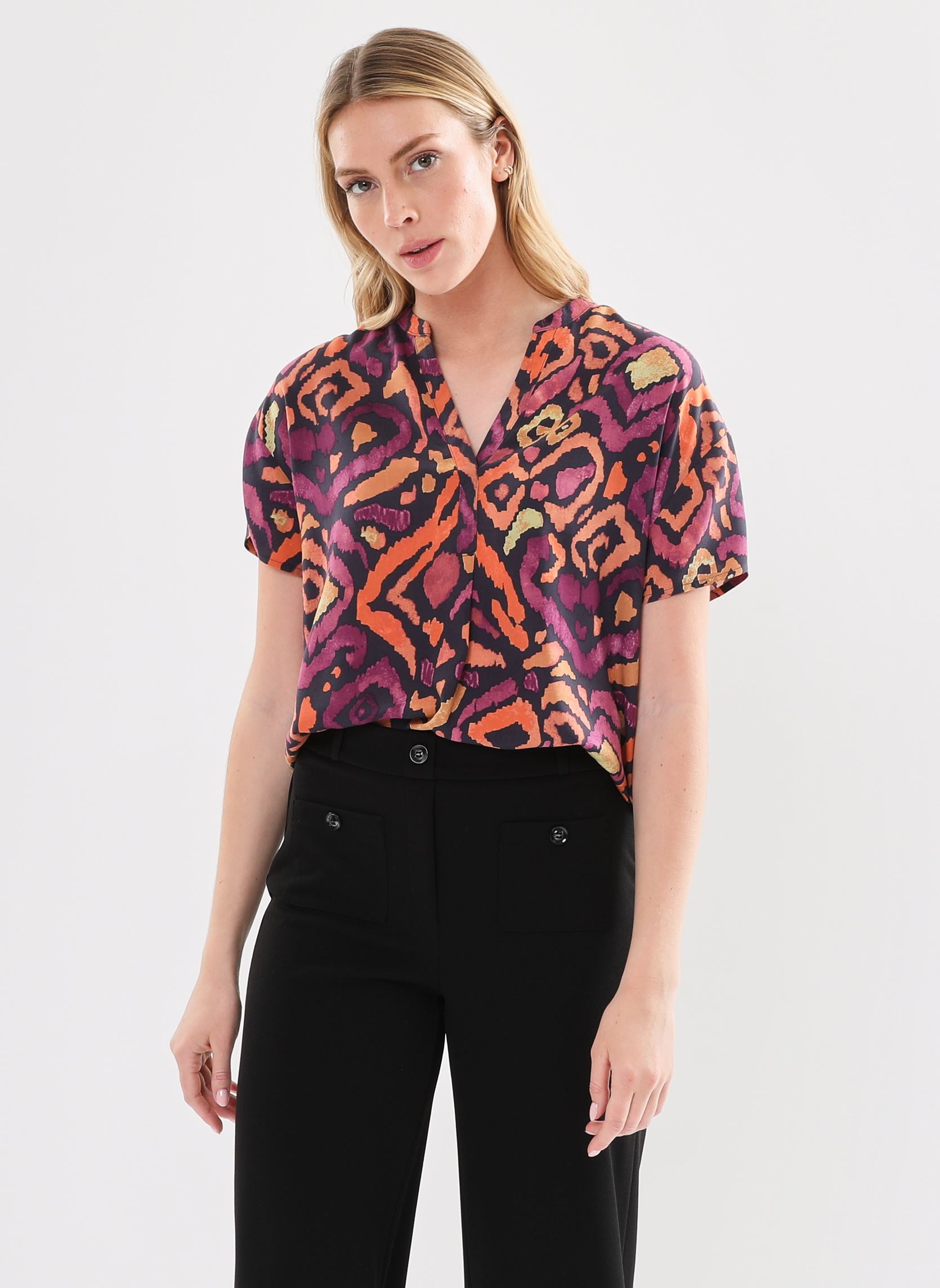 Kurzarm-Hemden Bymmjoella Tunic Shirt 2 - damen orange B-Young Kurzarm-Hemden Bymmjoella Tunic Shirt 2 - damen orange BLACK IKAT MIX