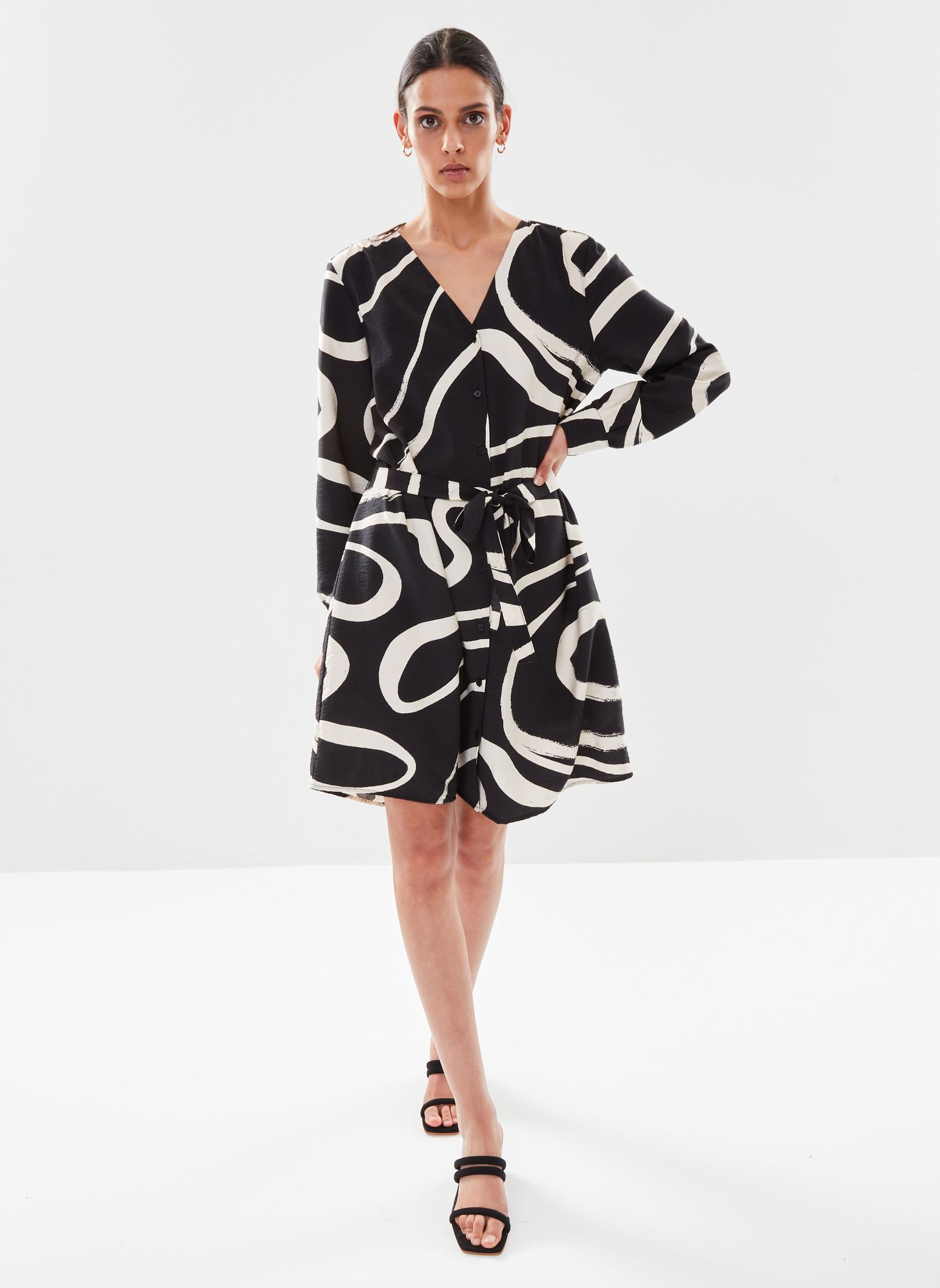 Robes Byibine Aop Dress 3 - femme noir B-Young Robes Byibine Aop Dress 3 - femme noir Black Mix