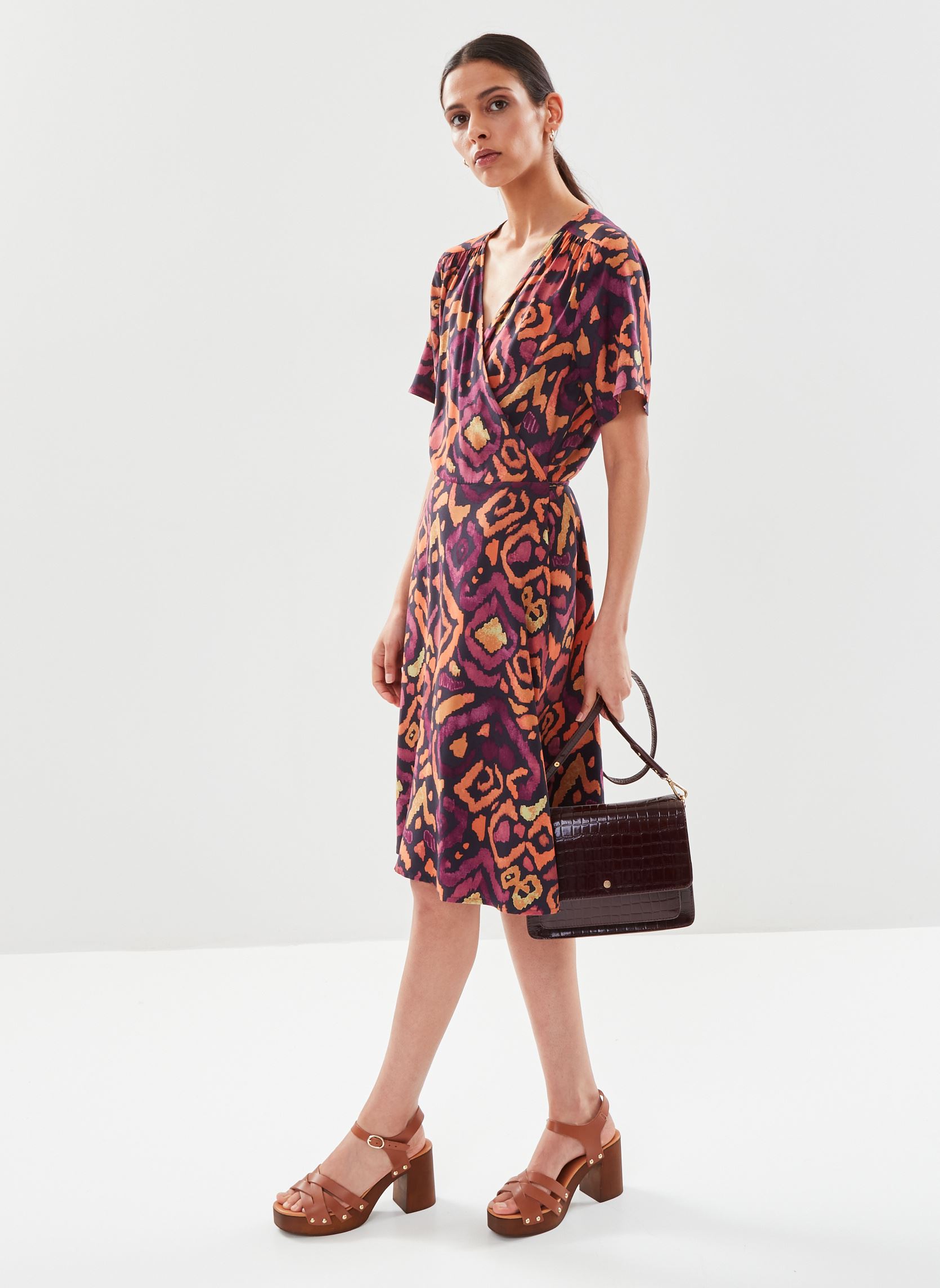 Robes Bymmjoella Wrap Dress 3 - femme multicolore B-Young Robes Bymmjoella Wrap Dress 3 - femme multicolore BLACK IKAT MIX