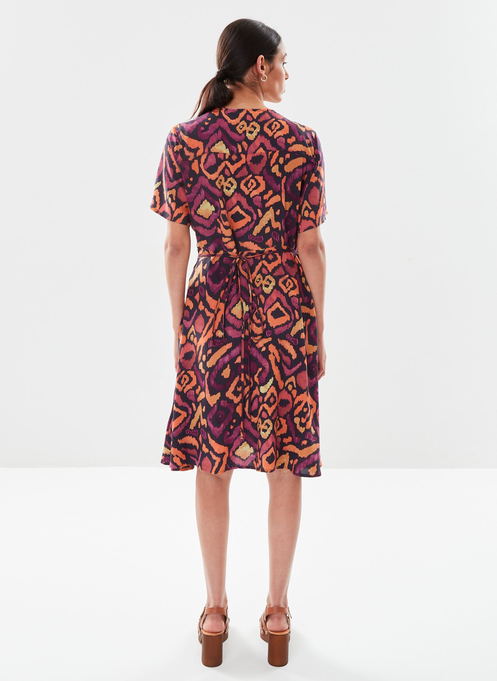 Robes Bymmjoella Wrap Dress 3 - femme multicolore B-Young Robes Bymmjoella Wrap Dress 3 - femme multicolore BLACK IKAT MIX