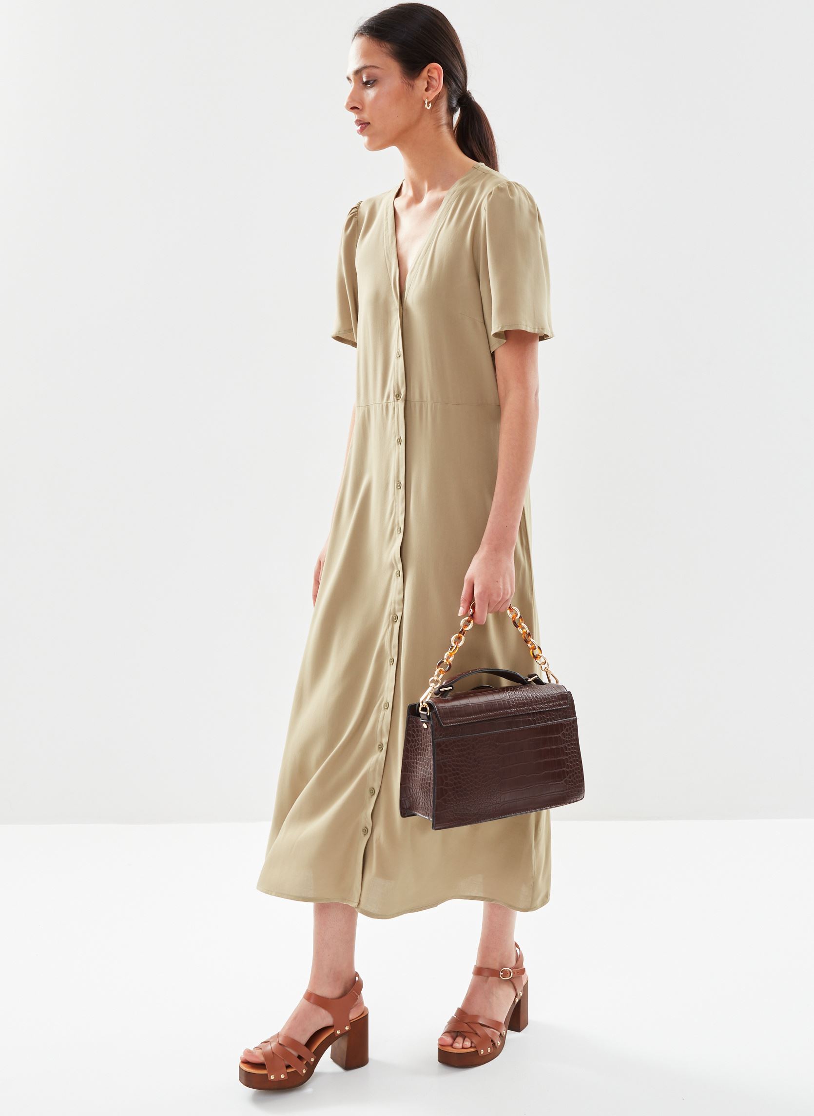 Vestiti lunghi Bymmjoella Button Dress - donna verde B-Young Vestiti lunghi Bymmjoella Button Dress - donna verde Aloe