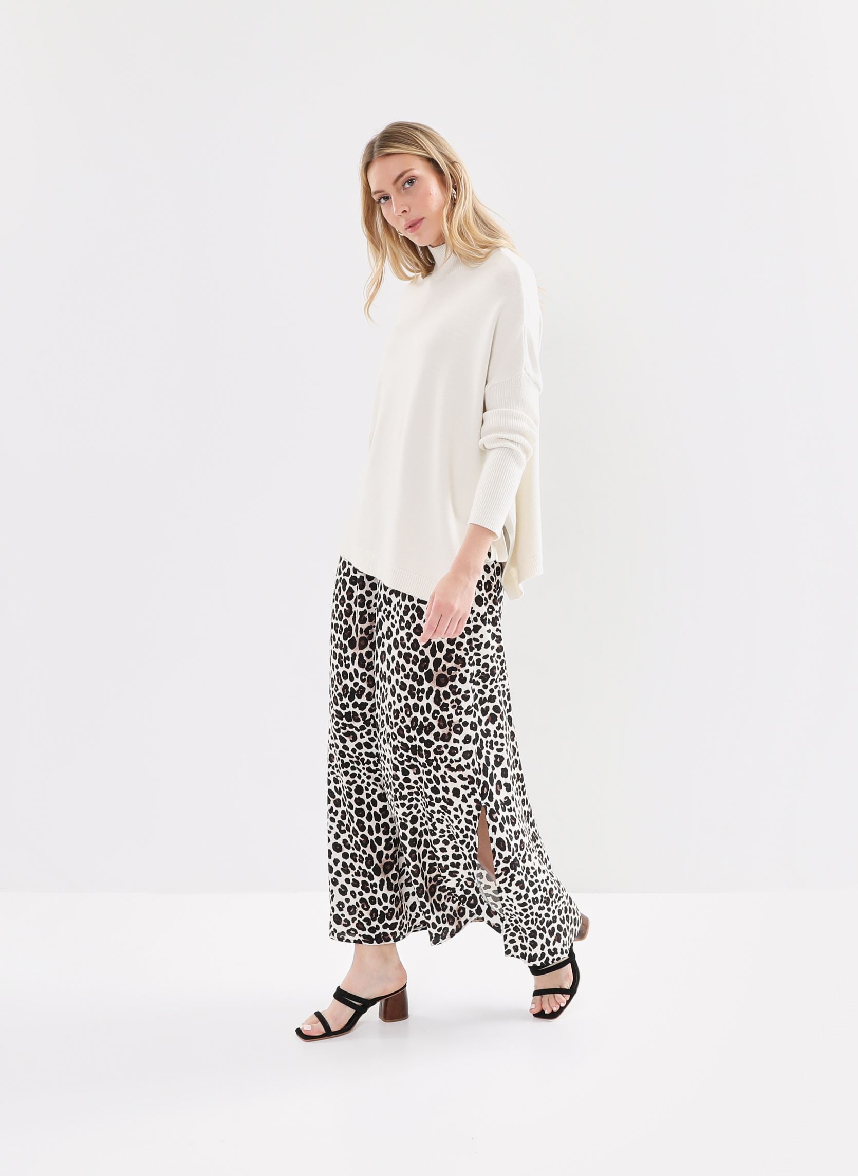 Jupes longues Bymmjoella Maxi Skirt - femme beige B-Young Jupes longues Bymmjoella Maxi Skirt - femme beige Black Leo Mix