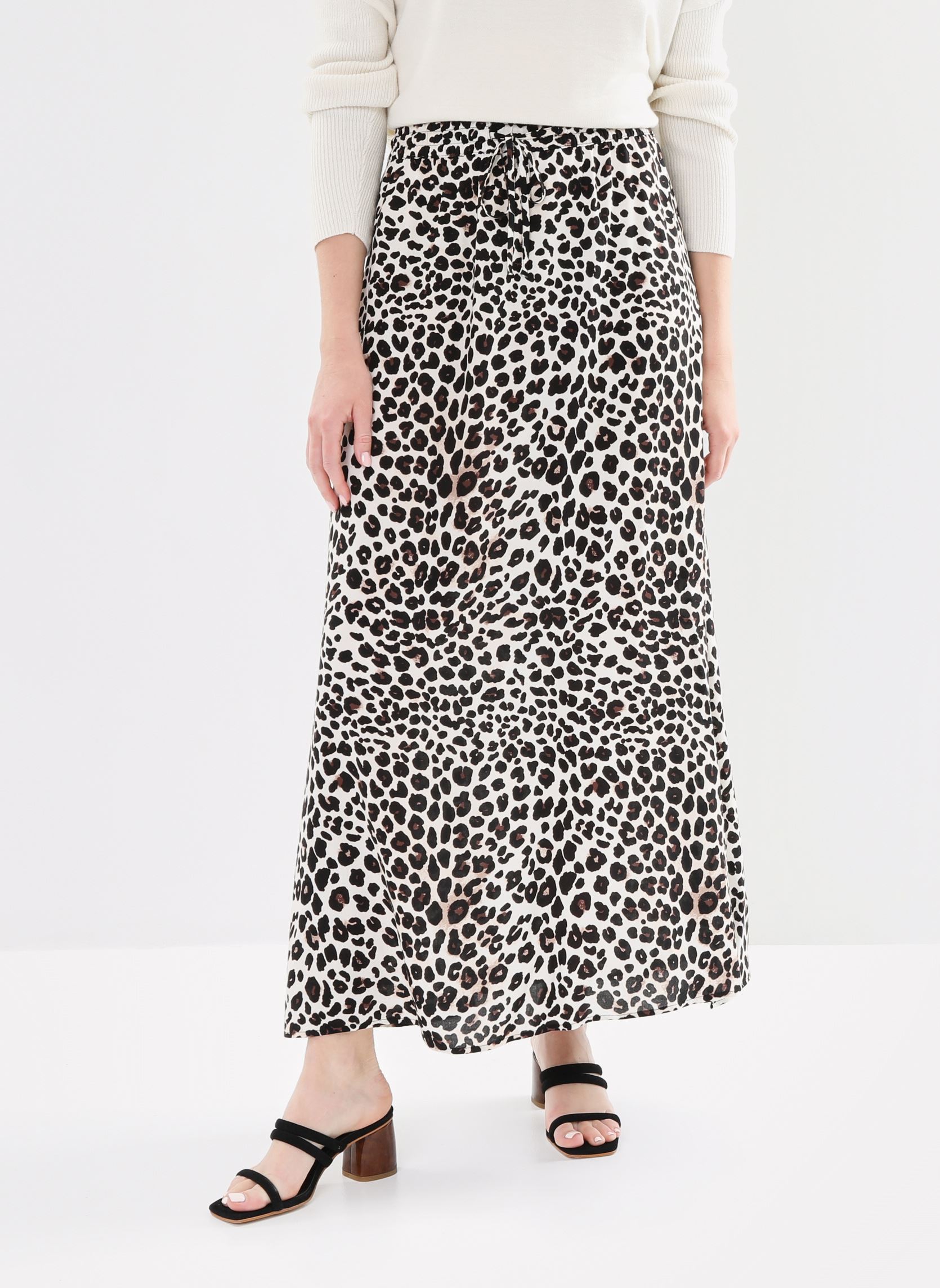 Jupes longues Bymmjoella Maxi Skirt - femme beige B-Young Jupes longues Bymmjoella Maxi Skirt - femme beige Black Leo Mix