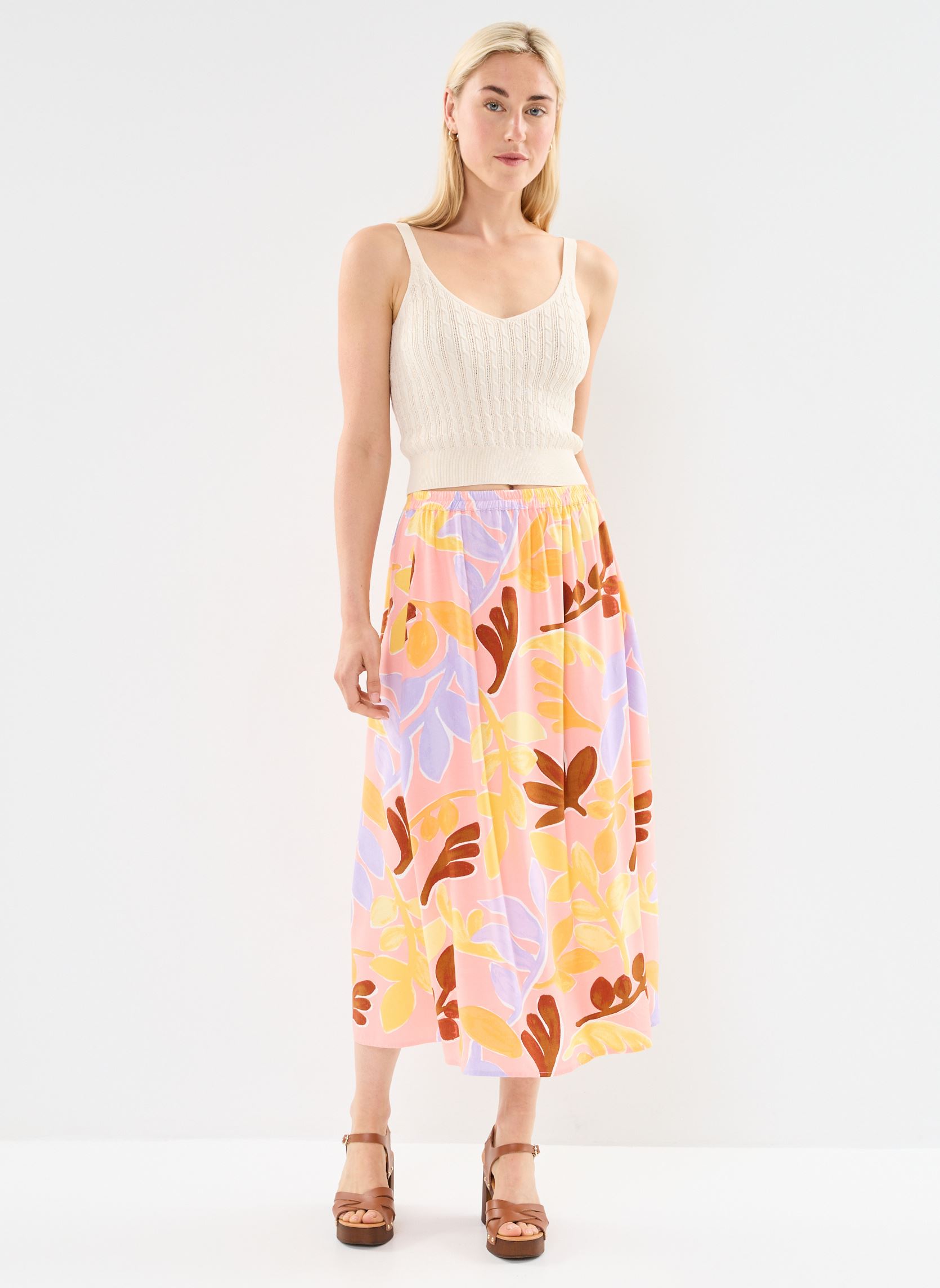 Jupes mi-longues Byilsi Skirt - femme multicolore B-Young Jupes mi-longues Byilsi Skirt - femme multicolore Quartz Pink Mix