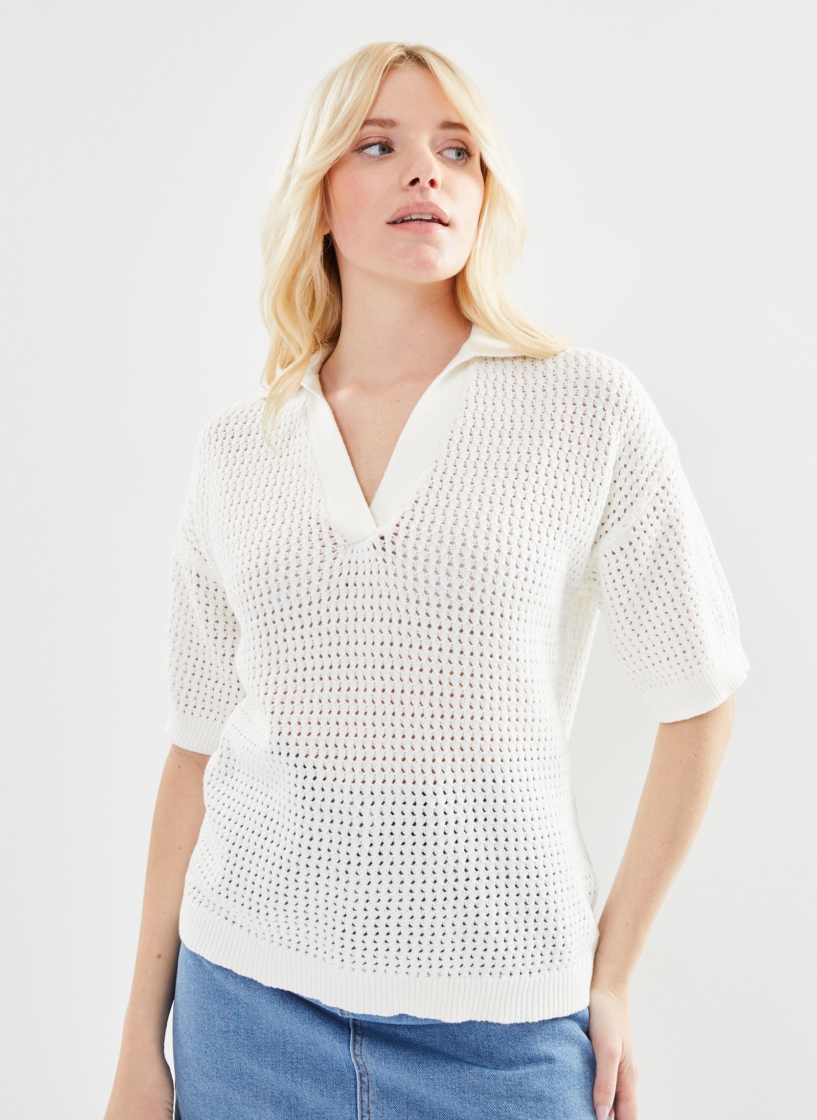 Tee-shirts manches courtes Bymagio Polo Jumper - femme blanc B-Young Tee-shirts manches courtes Bymagio Polo Jumper - femme blanc Marshmallow